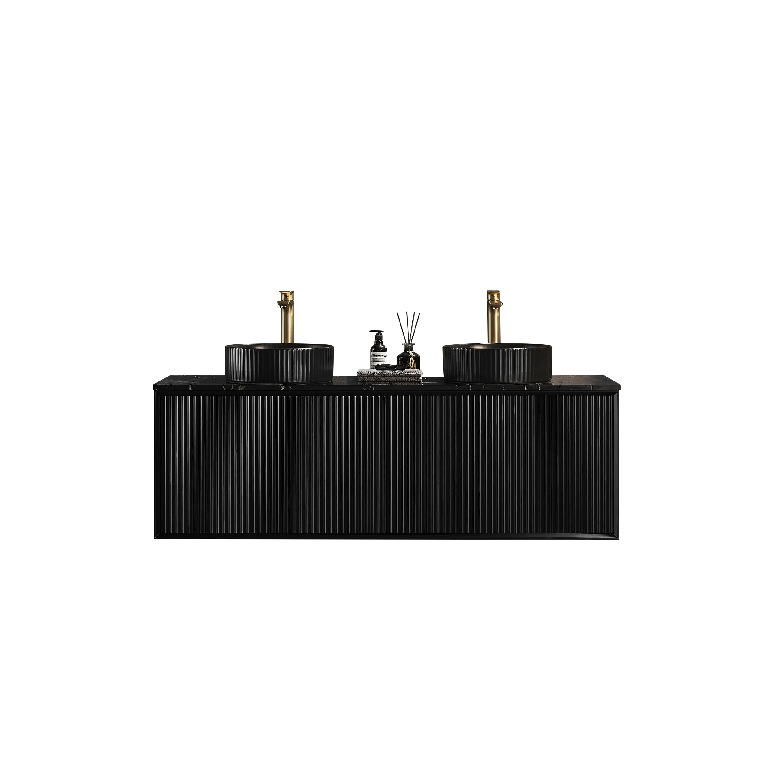 Kirribilli Wall Hung PVC Cabinet Matte Black 1500mm (Single/Double Bowl) - Clearance Poseidon