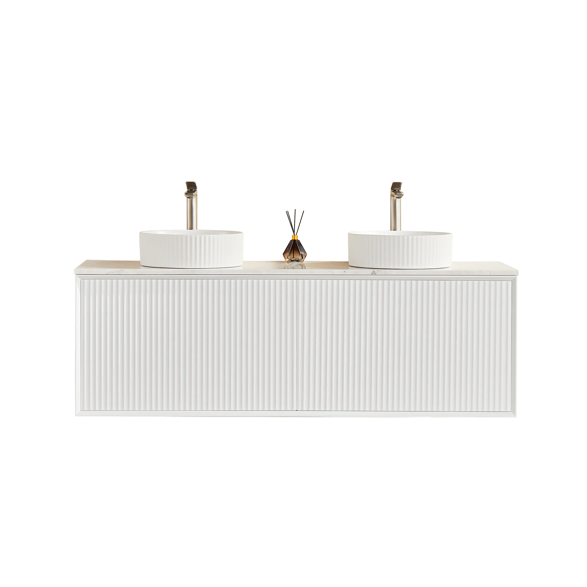 Kirribilli Wall Hung PVC Cabinet Matte White 1500mm (Single/Double Bowl) - Clearance Poseidon