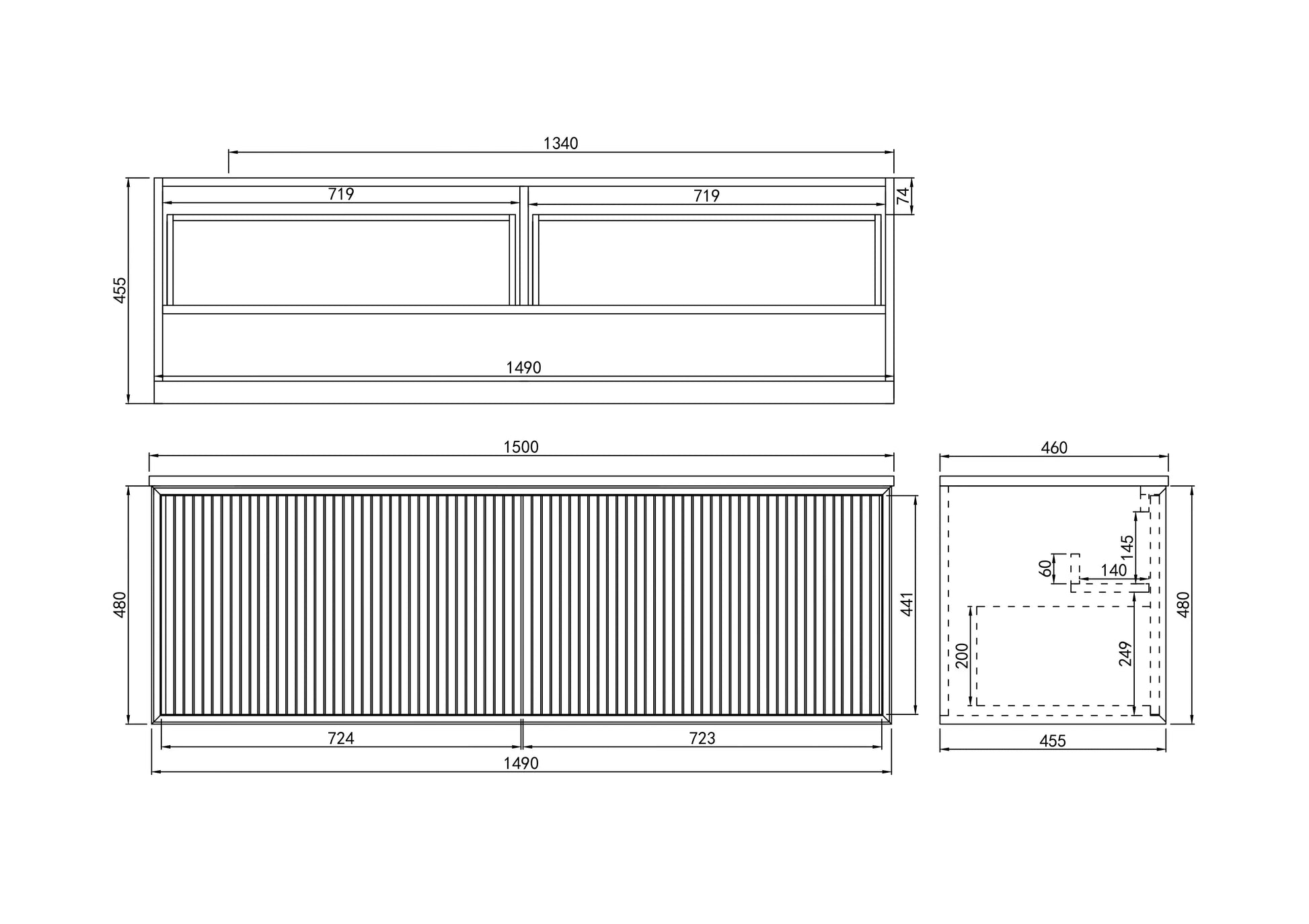 Kirribilli Wall Hung PVC Cabinet Matte Black 1500mm (Single/Double Bowl) - Clearance Poseidon