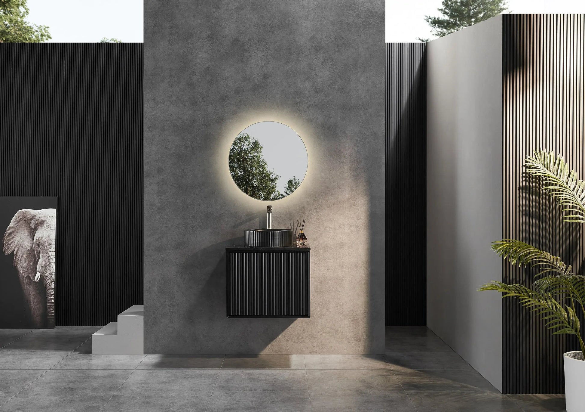 Kirribilli Wall Hung PVC Cabinet 600mm (Matte Black) - Clearance Poseidon
