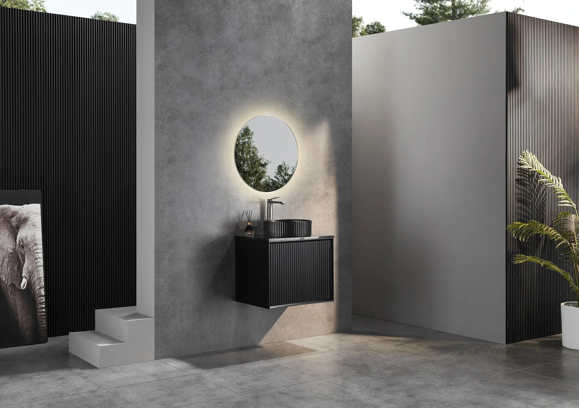 Kirribilli Wall Hung PVC Cabinet 600mm (Matte Black) - Clearance Poseidon