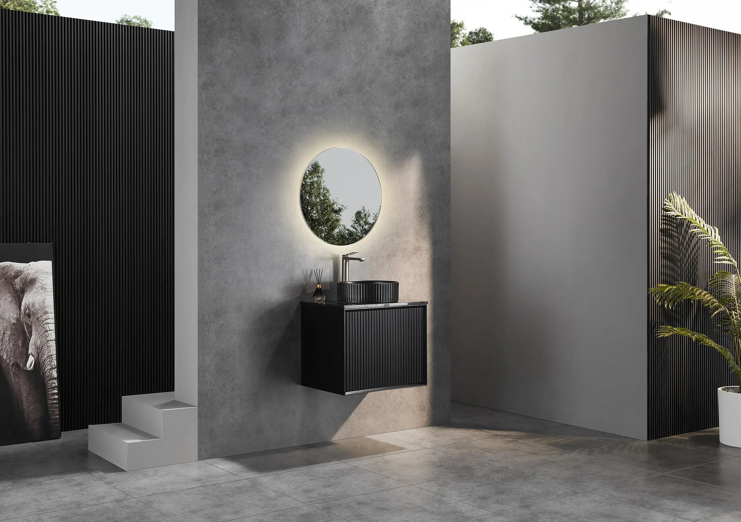 Kirribilli Wall Hung PVC Cabinet 600mm (Matte Black) - Clearance Poseidon
