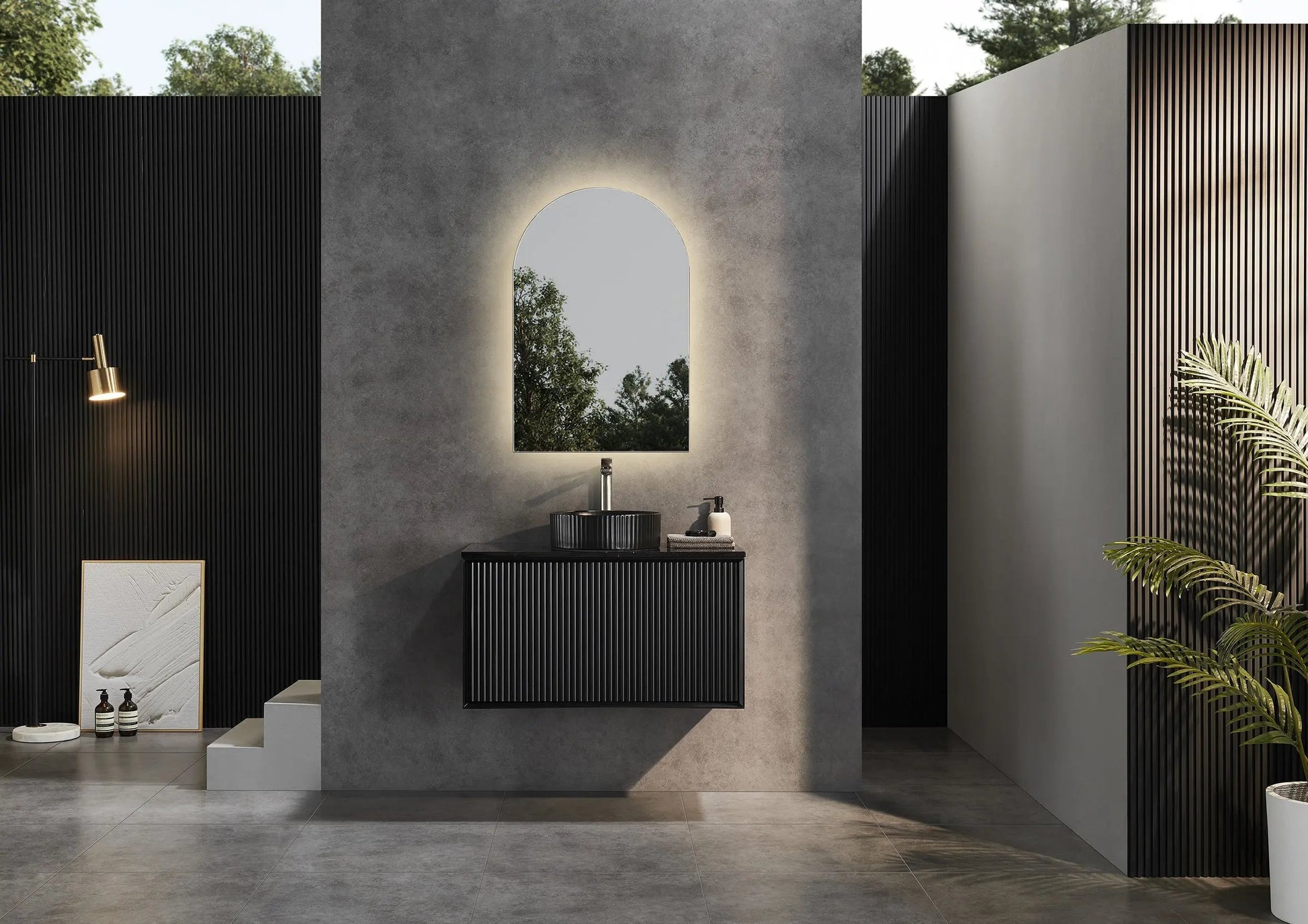 Kirribilli Wall Hung PVC Cabinet 900mm (Matte Black) - Clearance Poseidon