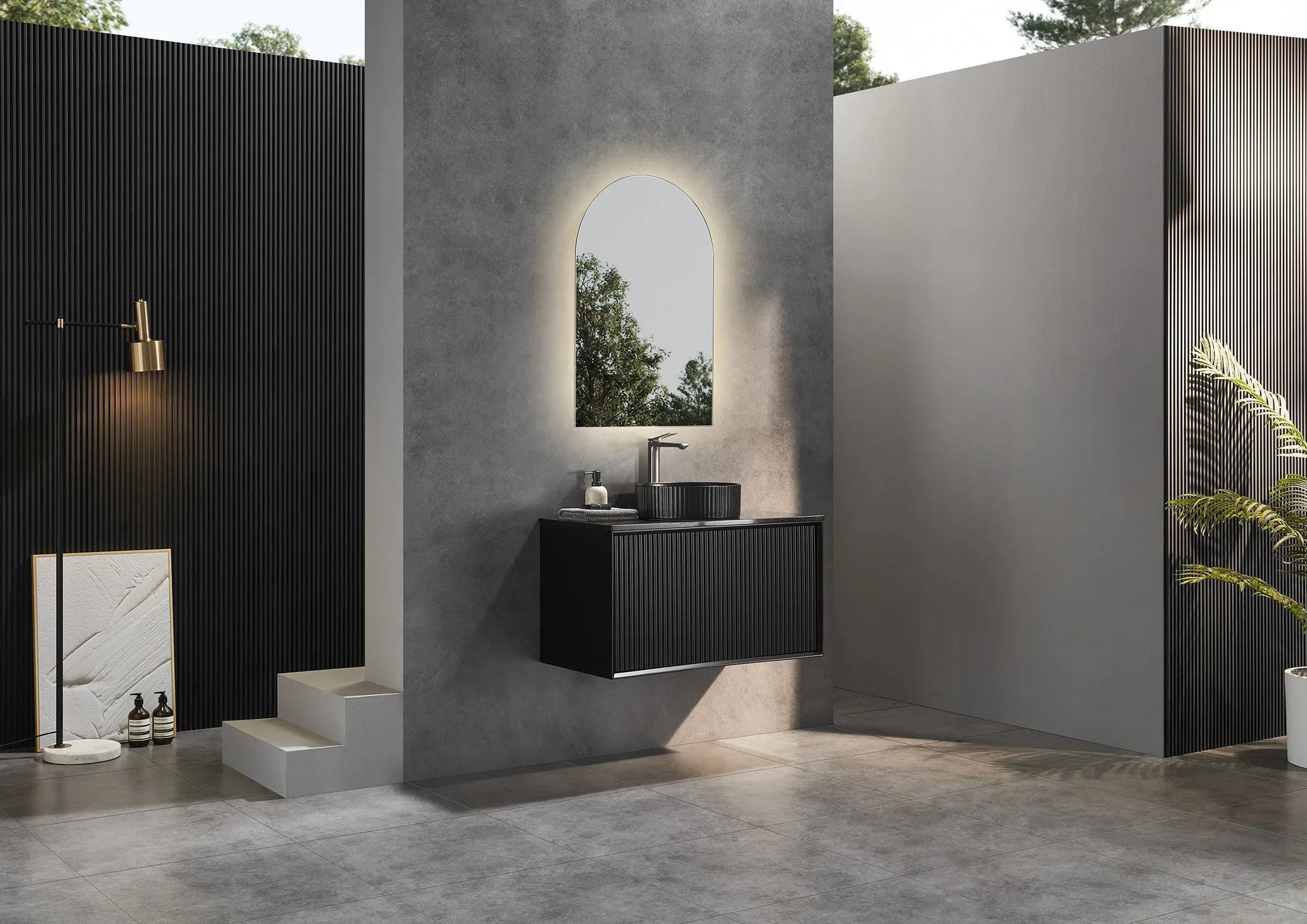 Kirribilli Wall Hung PVC Cabinet 900mm (Matte Black) - Clearance Poseidon