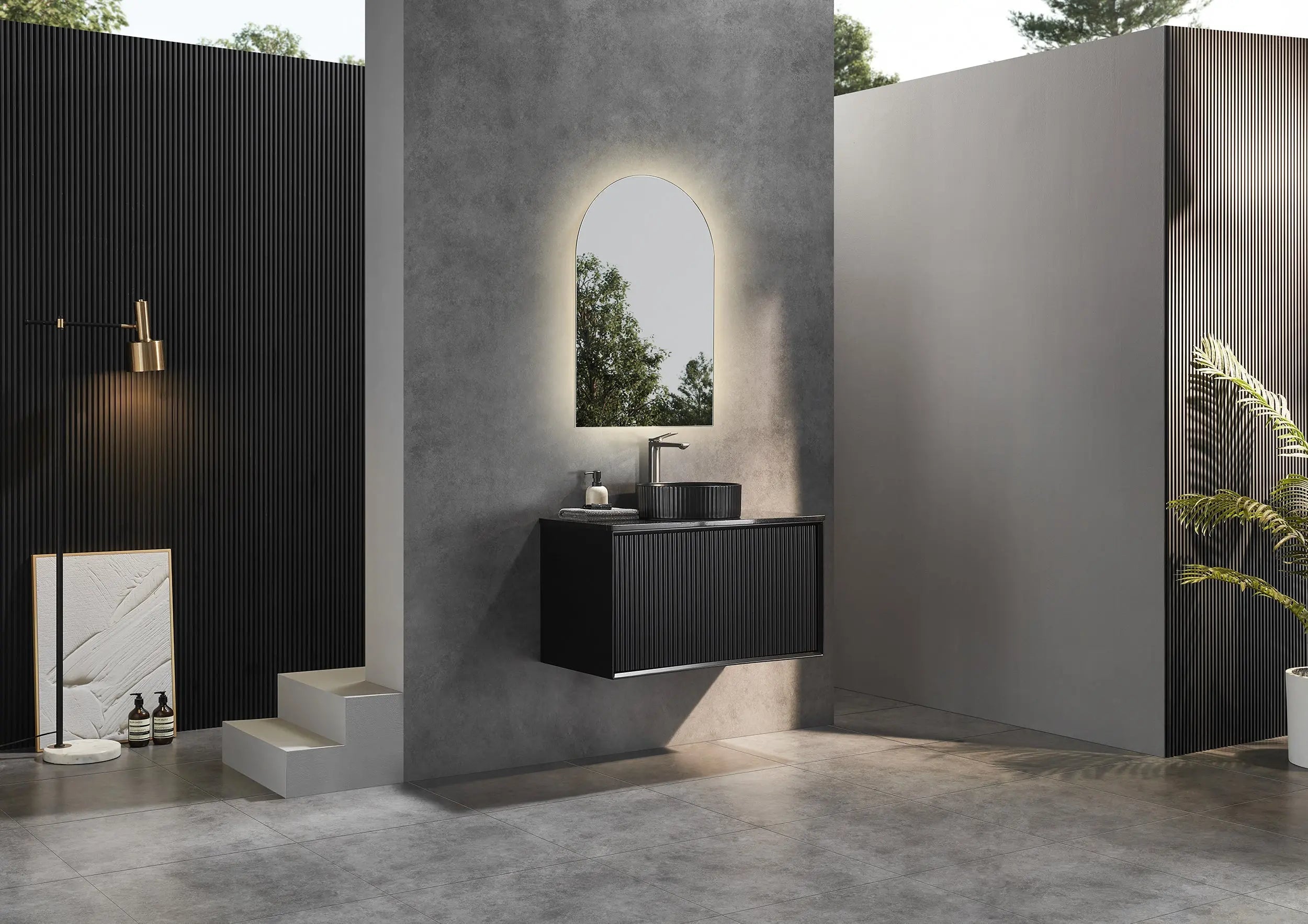 Kirribilli Wall Hung PVC Cabinet 900mm (Matte Black) - Clearance Poseidon