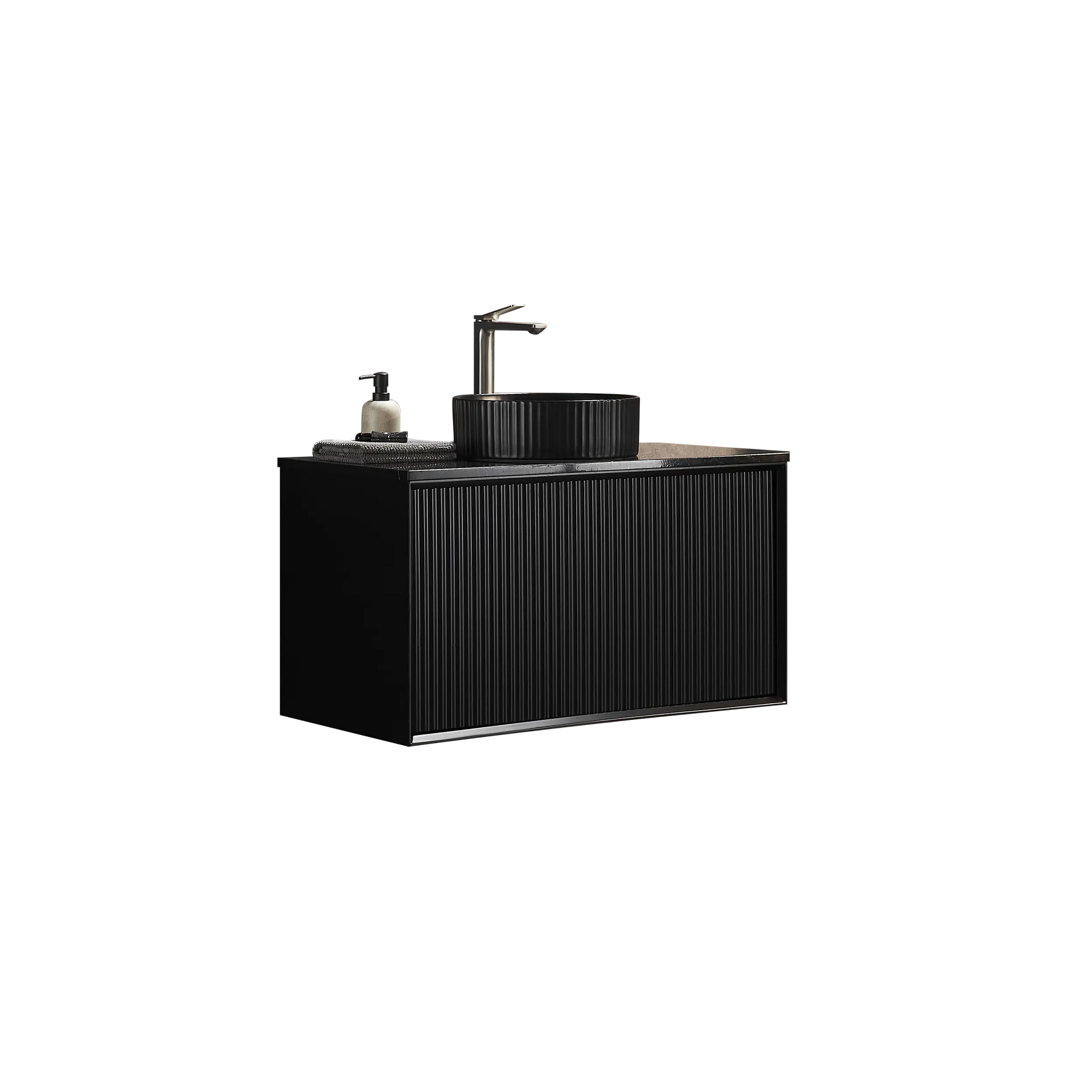 Kirribilli Wall Hung PVC Cabinet 900mm (Matte Black) - Clearance Poseidon