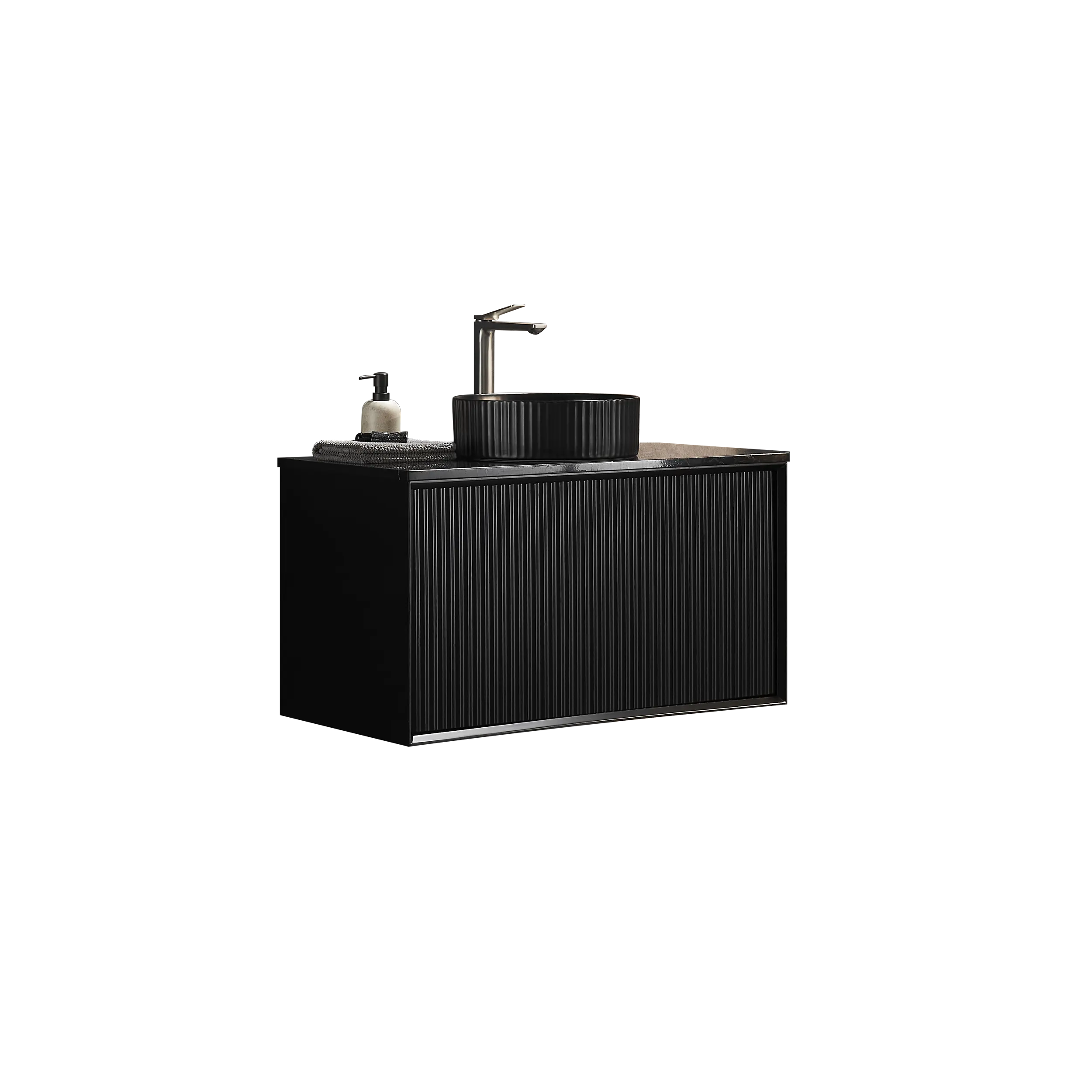 Kirribilli Wall Hung PVC Cabinet 900mm (Matte Black) - Clearance Poseidon