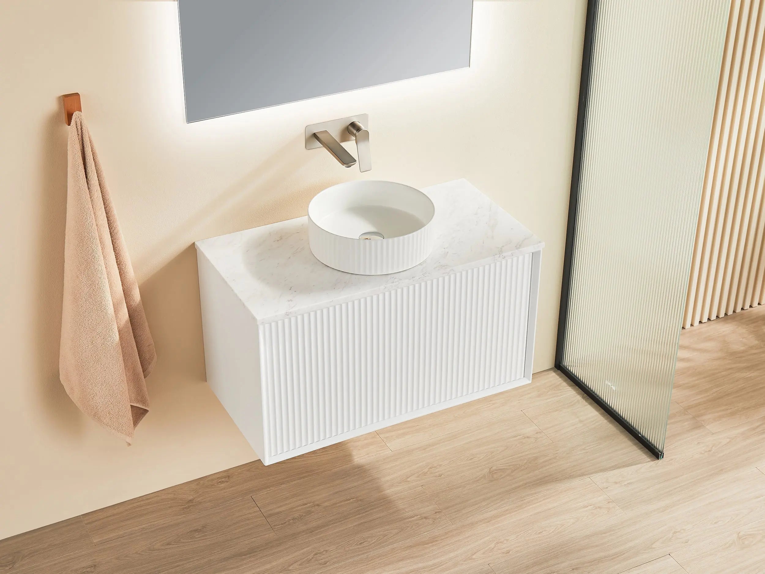 Kirribilli Wall Hung PVC Cabinet 900mm (Matte White) - Clearance Poseidon