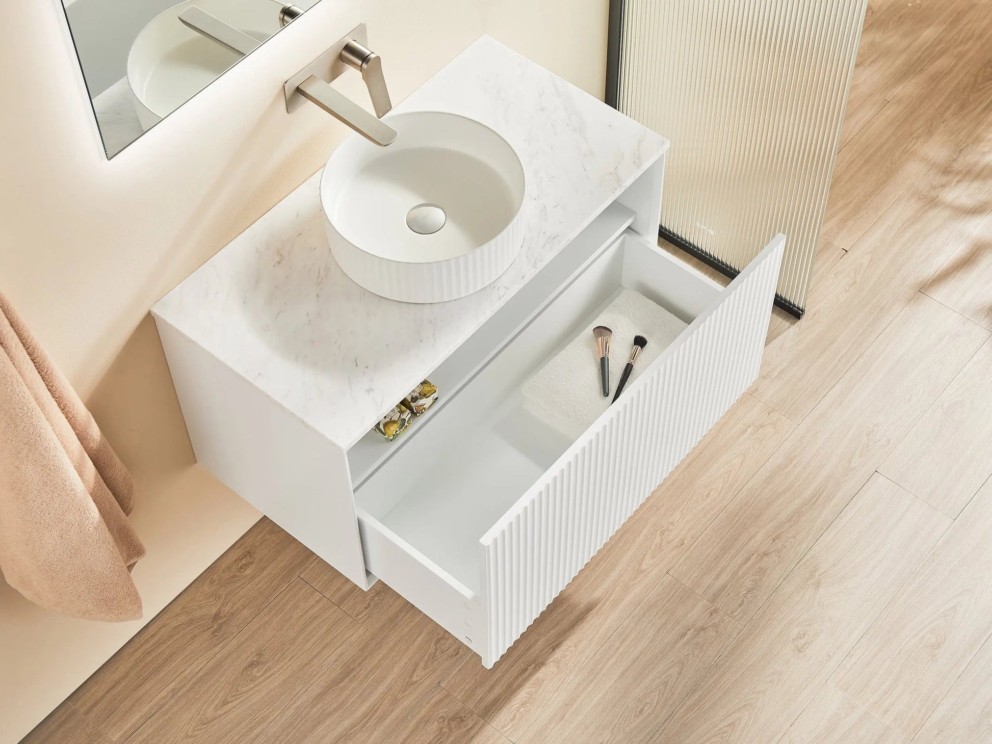 Kirribilli Wall Hung PVC Cabinet 900mm (Matte White) - Clearance Poseidon