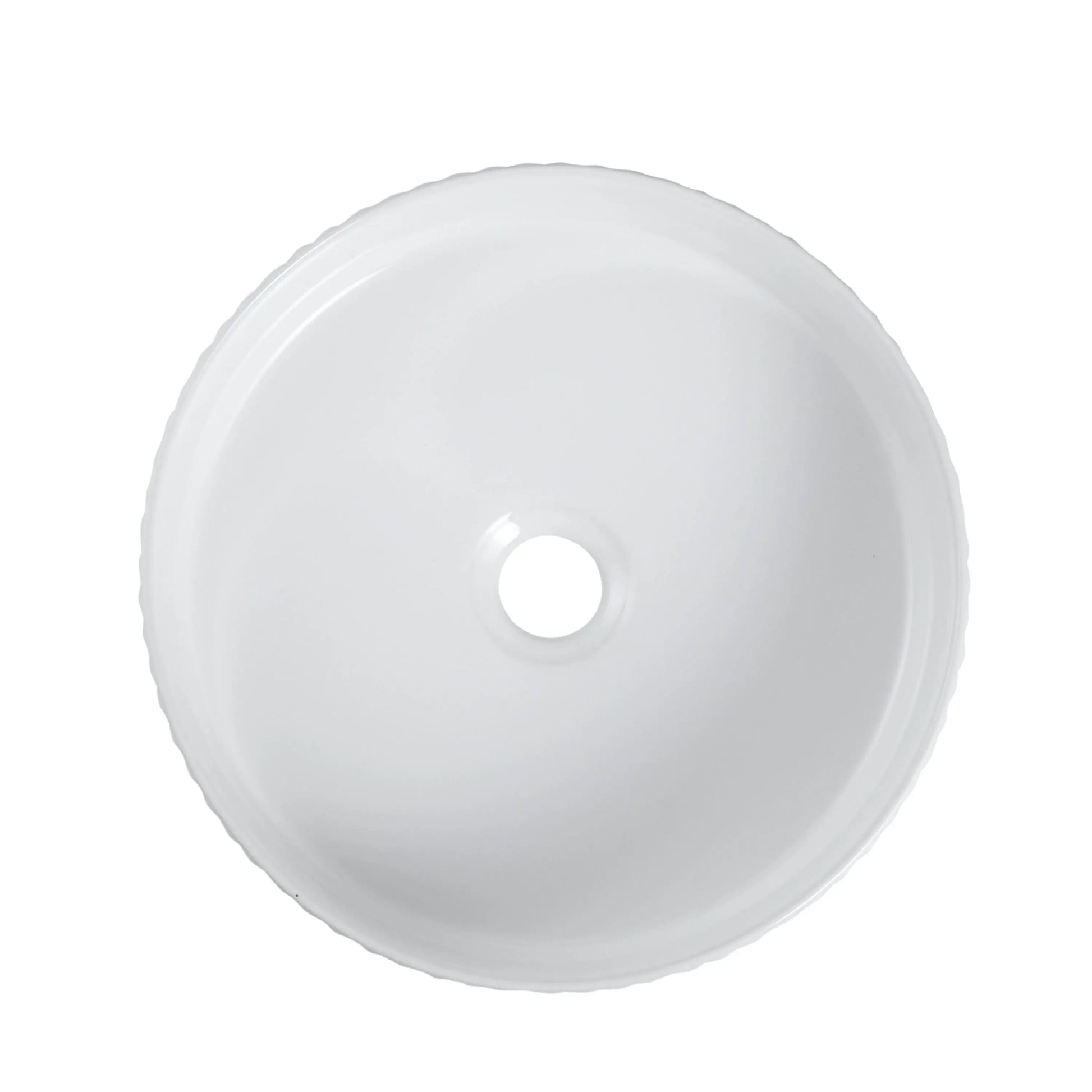 Cora 36 Counter-Top Fluted Round Basin- Gloss White mercioaustralia