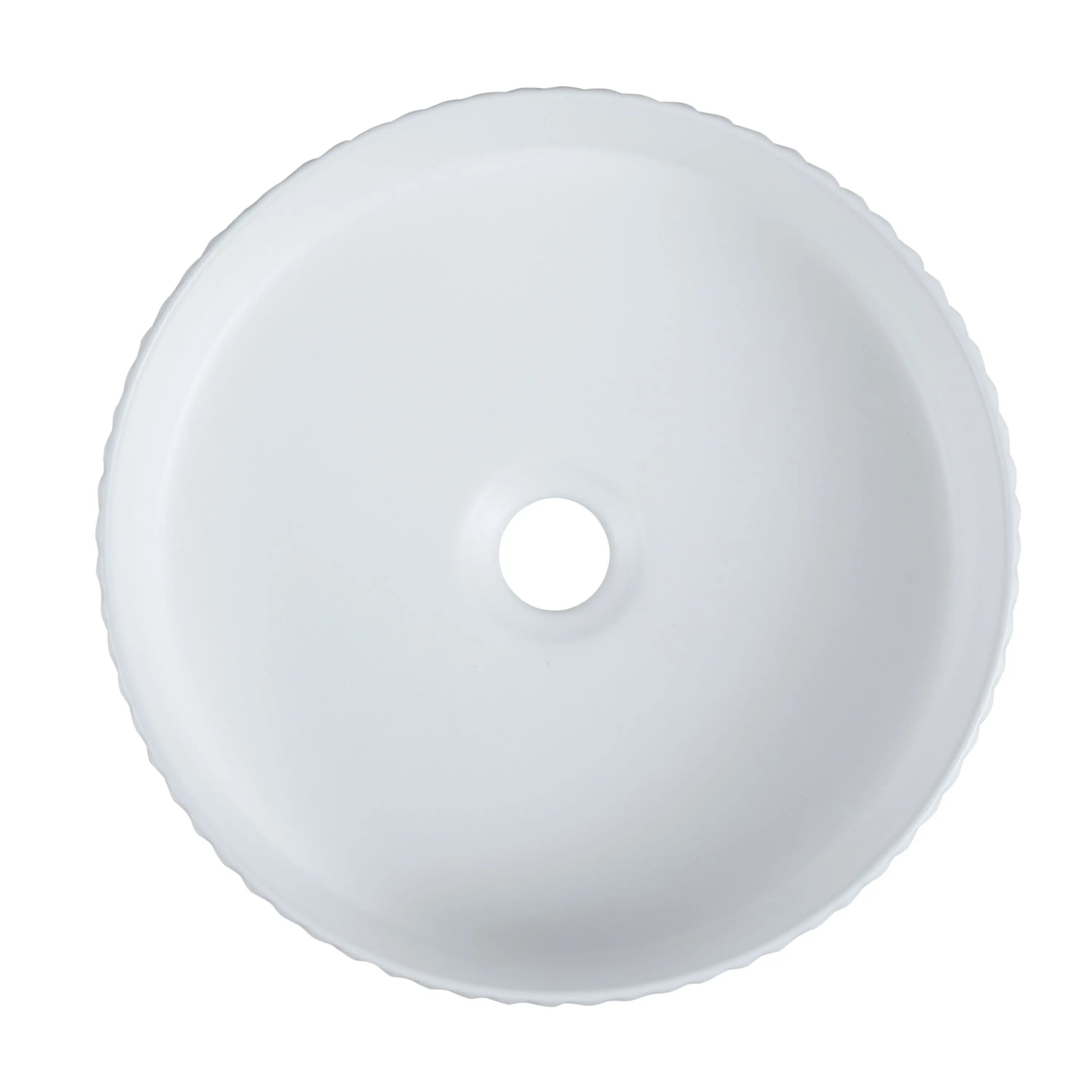 Cora 36 Counter-Top Fluted Round Basin- Matt White mercioaustralia