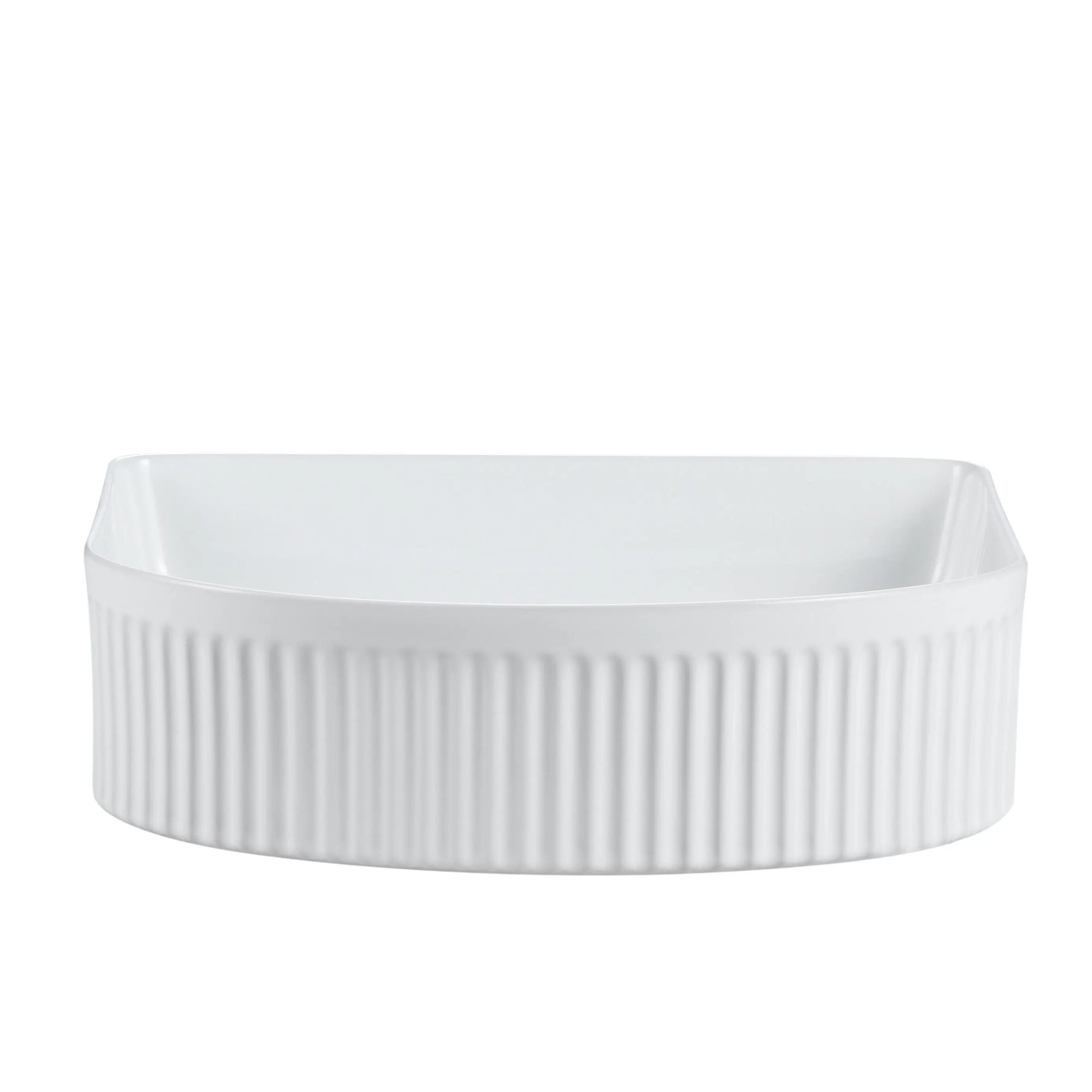 Cora 40 Counter-Top Fluted Arch Basin - Gloss White mercioaustralia