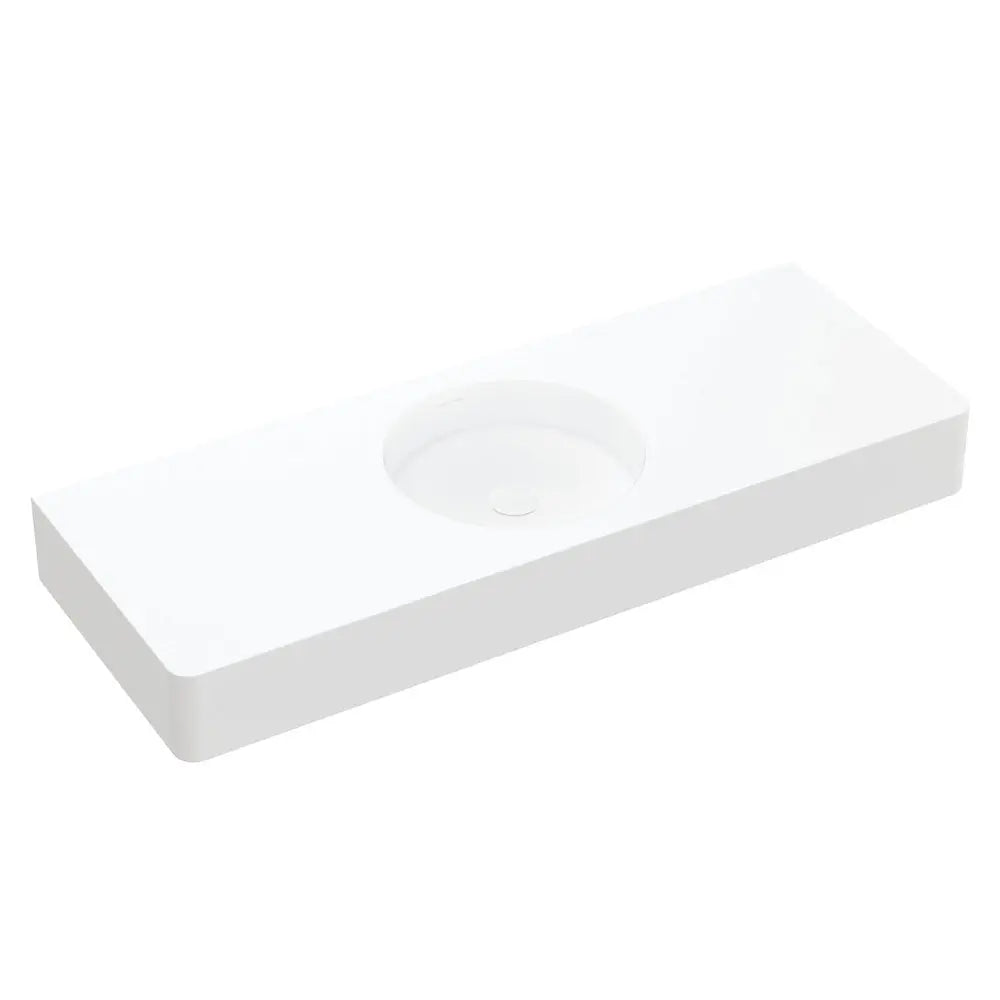 Encanto 1200 Solid Surface Wall Basin, Centre Bowl, No Tap Hole fienza