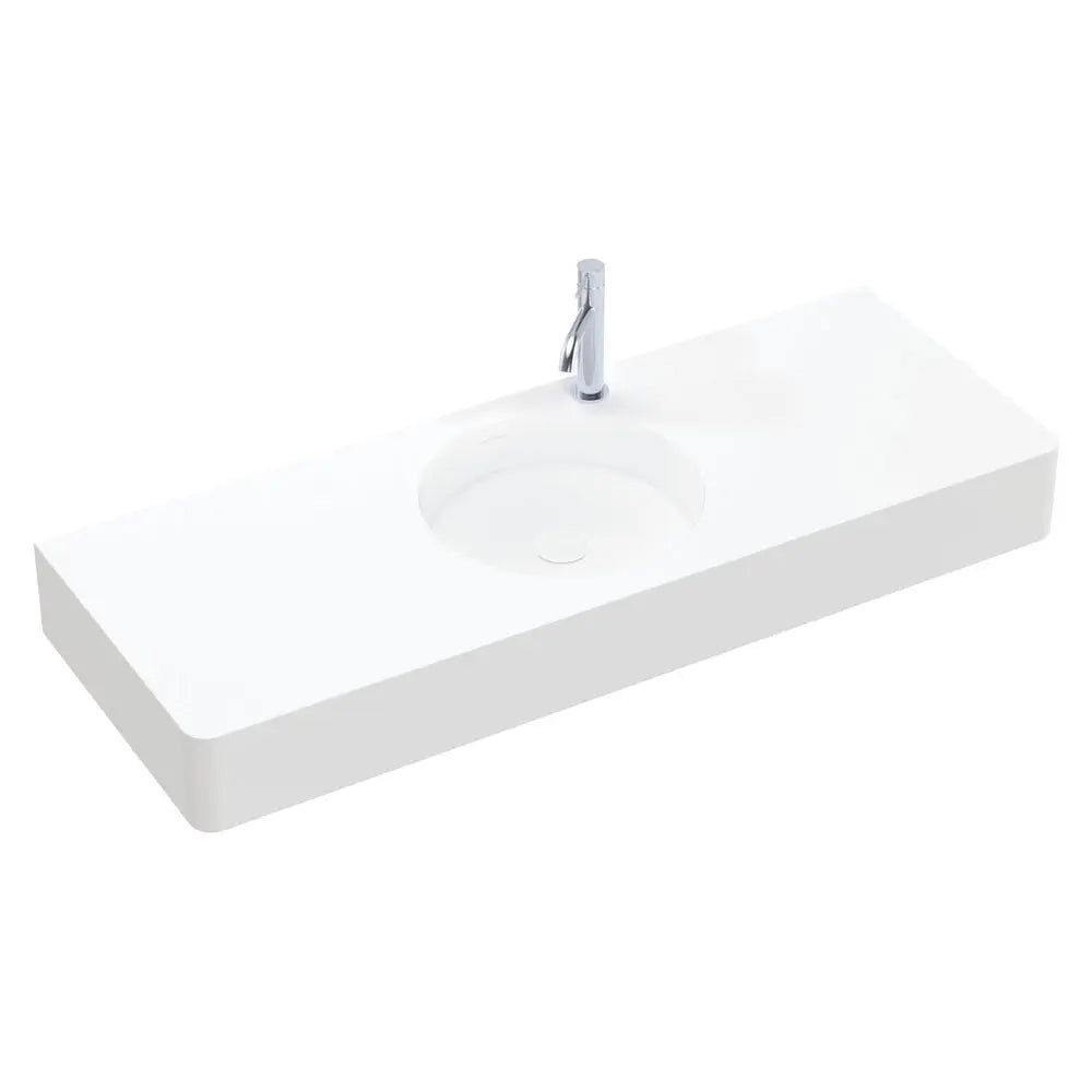 Encanto 1200 Solid Surface Wall Basin, Centre Bowl, 1 Tap Hole fienza