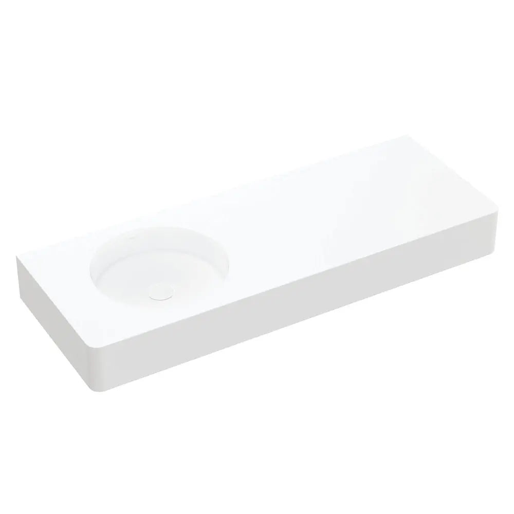 Encanto 1200 Solid Surface Wall Basin, Left-Hand Bowl, No Tap Hole fienza