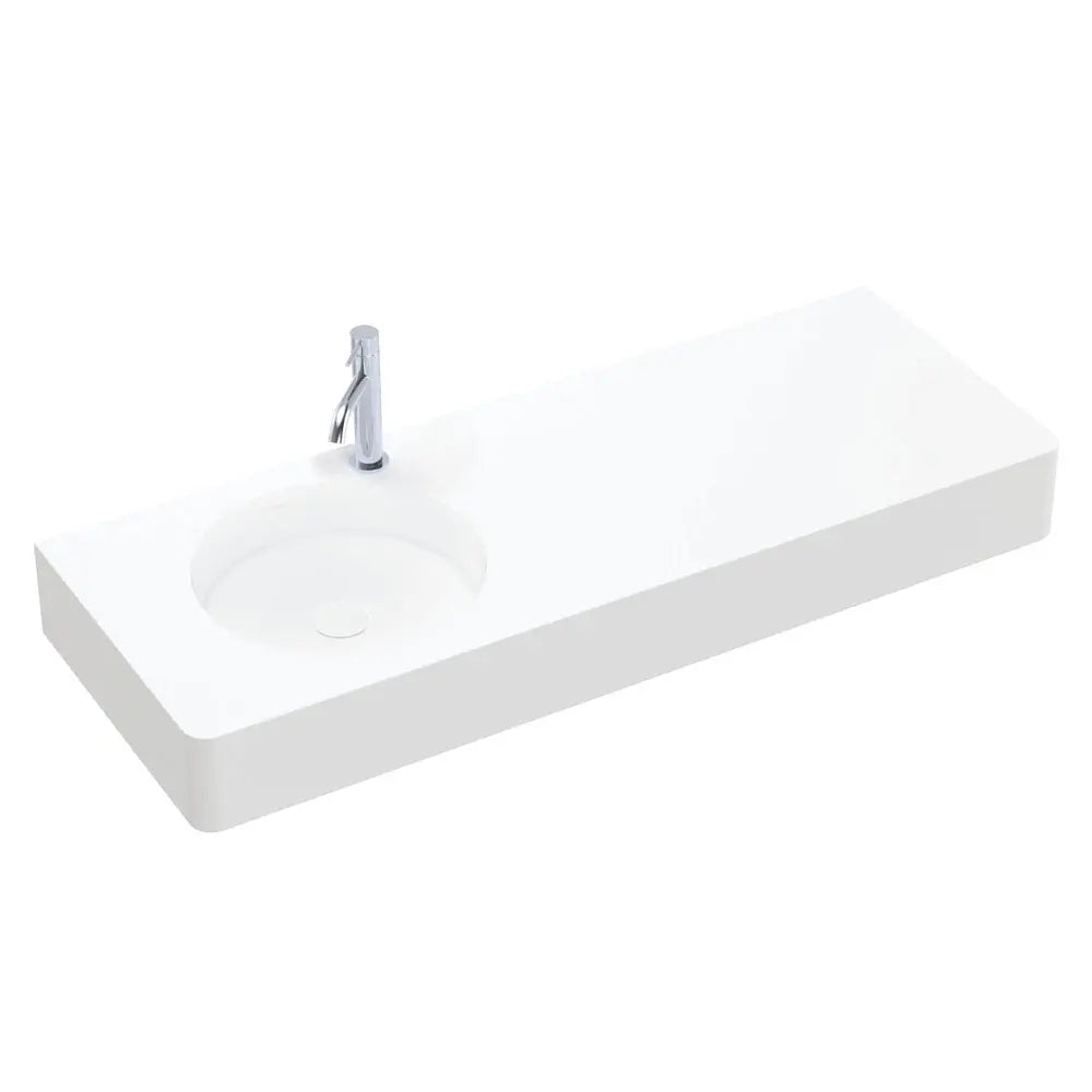 Encanto 1200 Solid Surface Wall Basin, Left-Hand Bowl, 1 Tap Hole fienza
