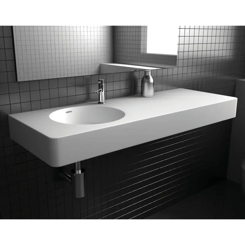 Encanto 1200 Solid Surface Wall Basin, Left-Hand Bowl, 1 Tap Hole fienza