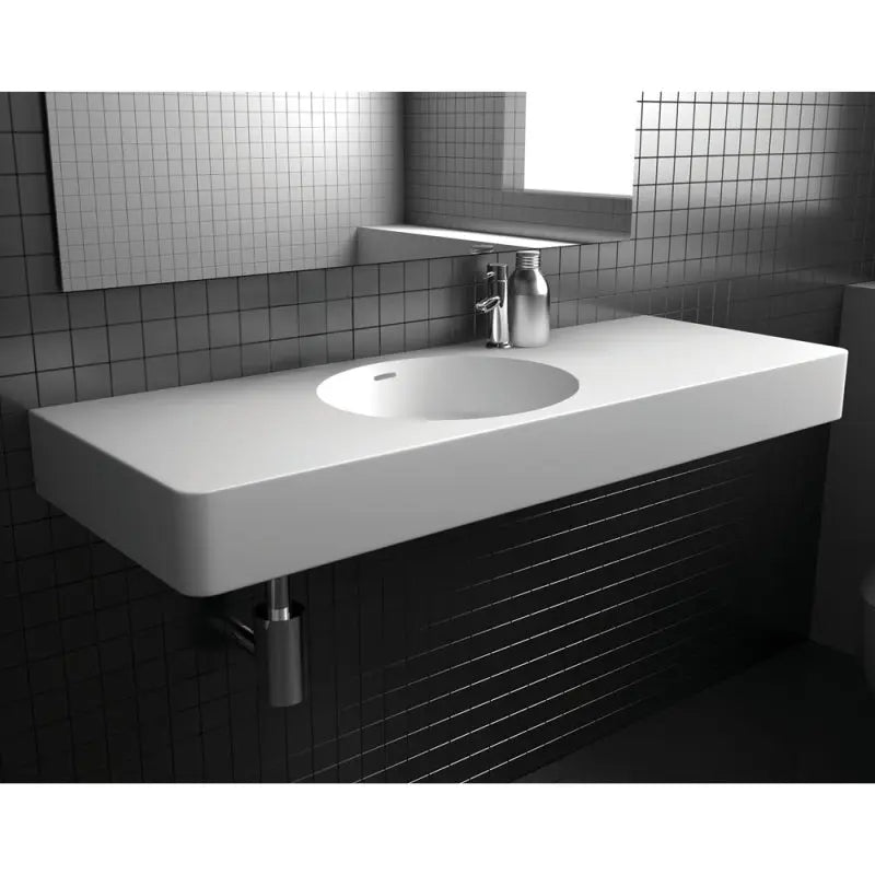 Encanto 1200 Solid Surface Wall Basin, Centre Bowl, 1 Tap Hole fienza