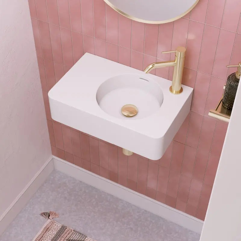 Encanto 470 Solid Surface Wall Basin, 1 Tap Hole fienza