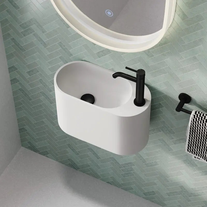 Ari Solid Surface Wall Basin, 1 Tap Hole fienza