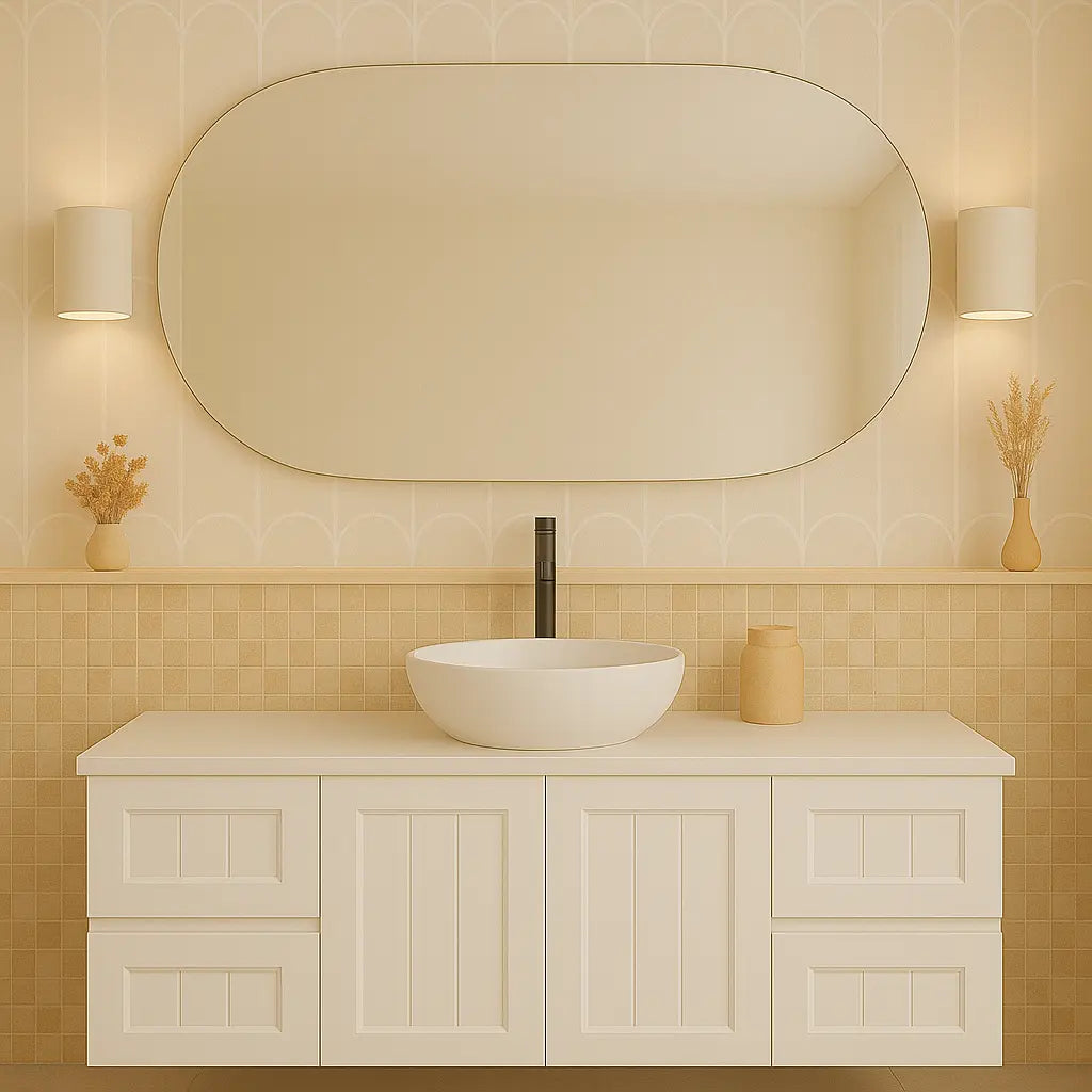 ACACIA SHAKER Matte White PVC Wall Hung Vanity 1200 (Single Bowl) Poseidon