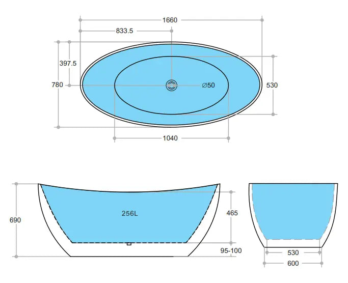 Evie Matte White Free Standing Bathtub 1660*780*690mm Poseidonbk