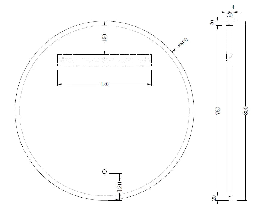 Evelyn Round Frameless LED Mirror | 800 x 800 mm Bagno D'Oro