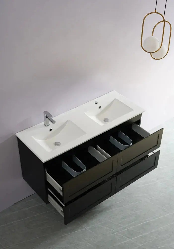 Fremantle PVC Wall Hung Cabinet Vanity 1200mm (Matte Black) (Single/Double Bowl) Poseidon