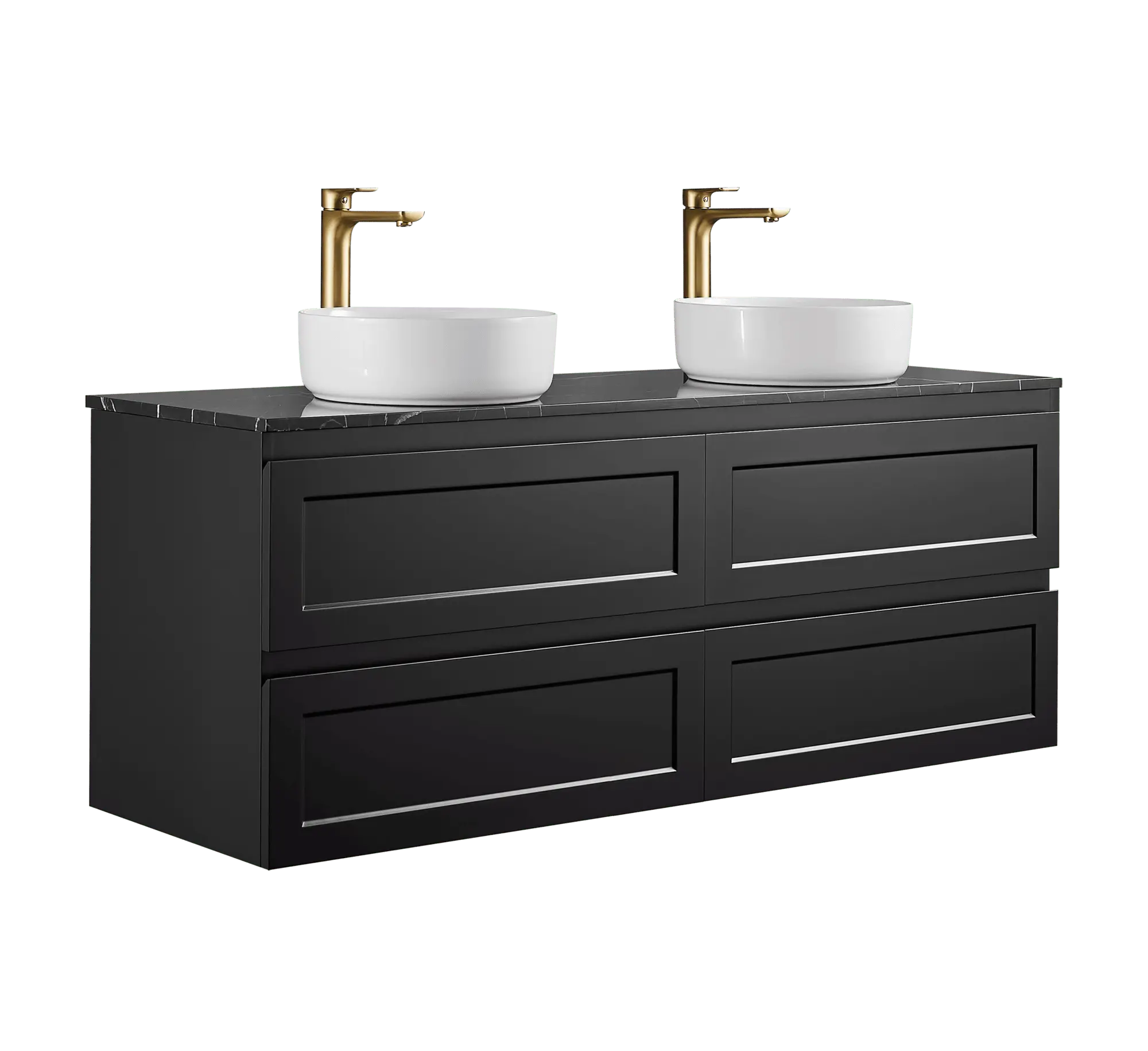Fremantle PVC Wall Hung Cabinet Vanity 1500mm (Matte Black) (Single/Double Bowl) Poseidon