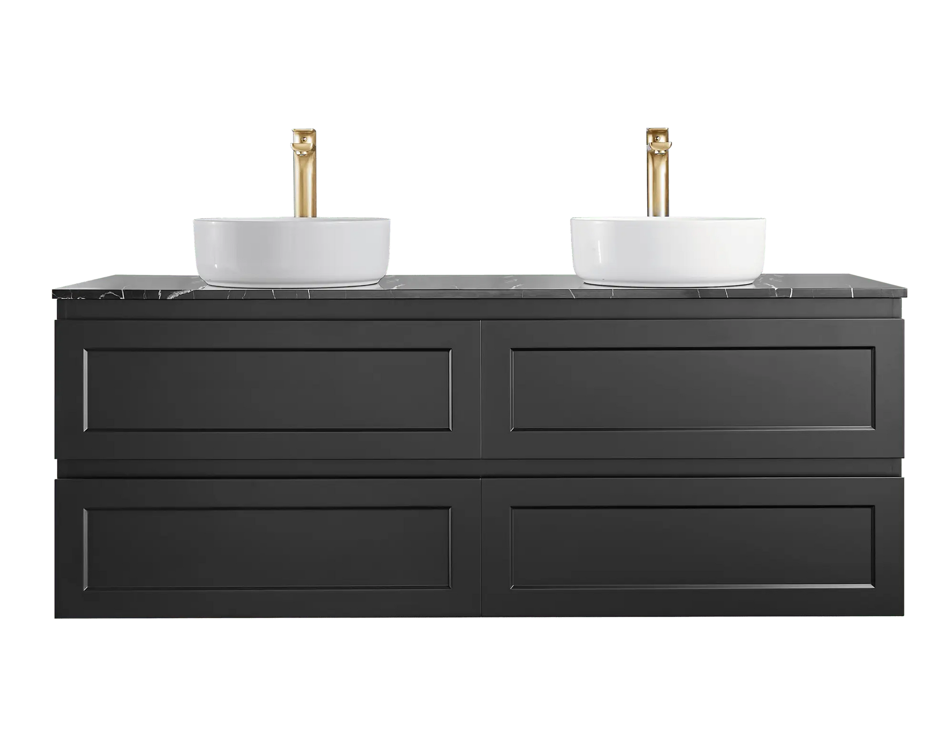 Fremantle PVC Wall Hung Cabinet Vanity 1500mm (Matte Black) (Single/Double Bowl) Poseidon