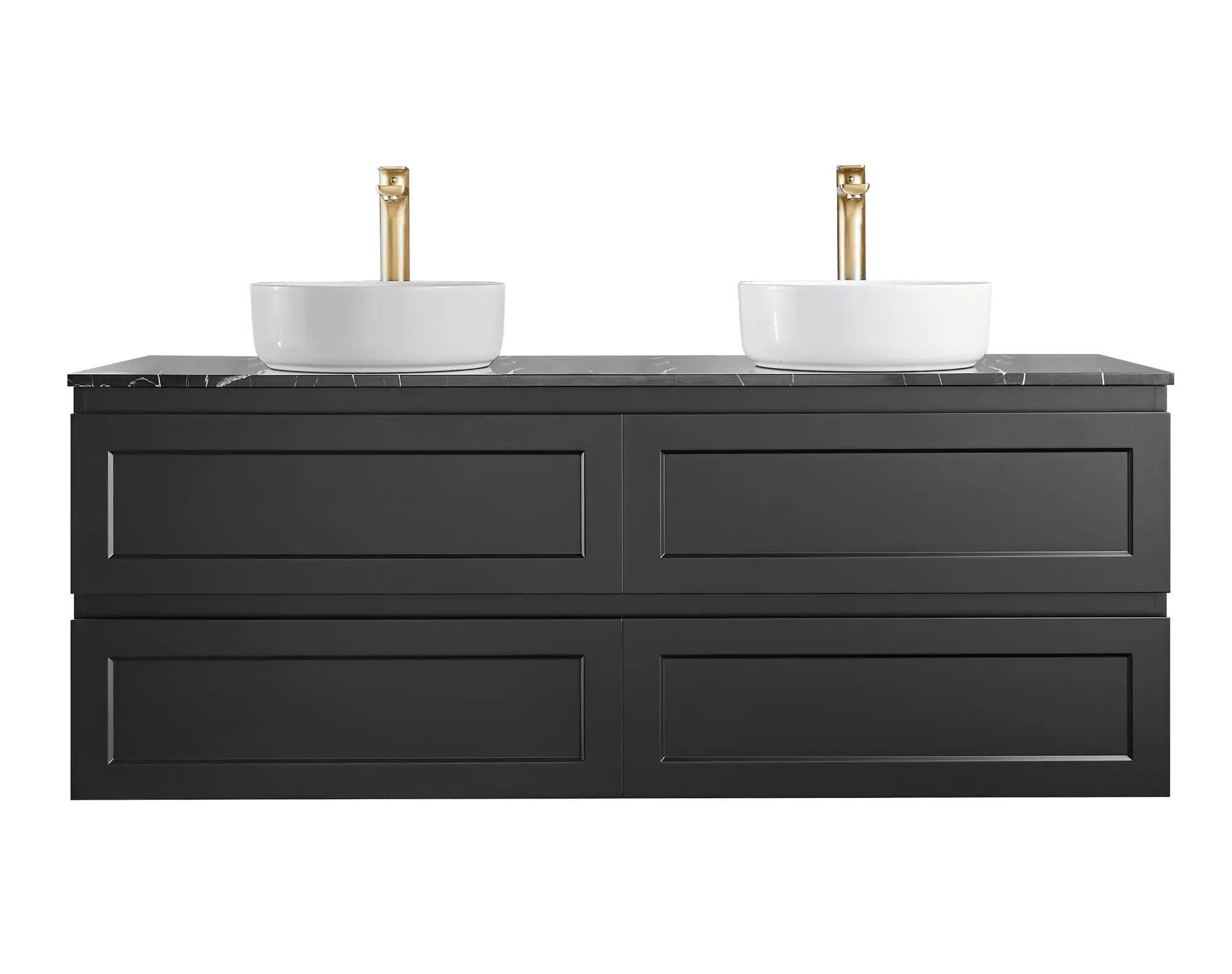 Fremantle PVC Wall Hung Cabinet Vanity 1500mm (Matte Black) (Single/Double Bowl) Poseidon