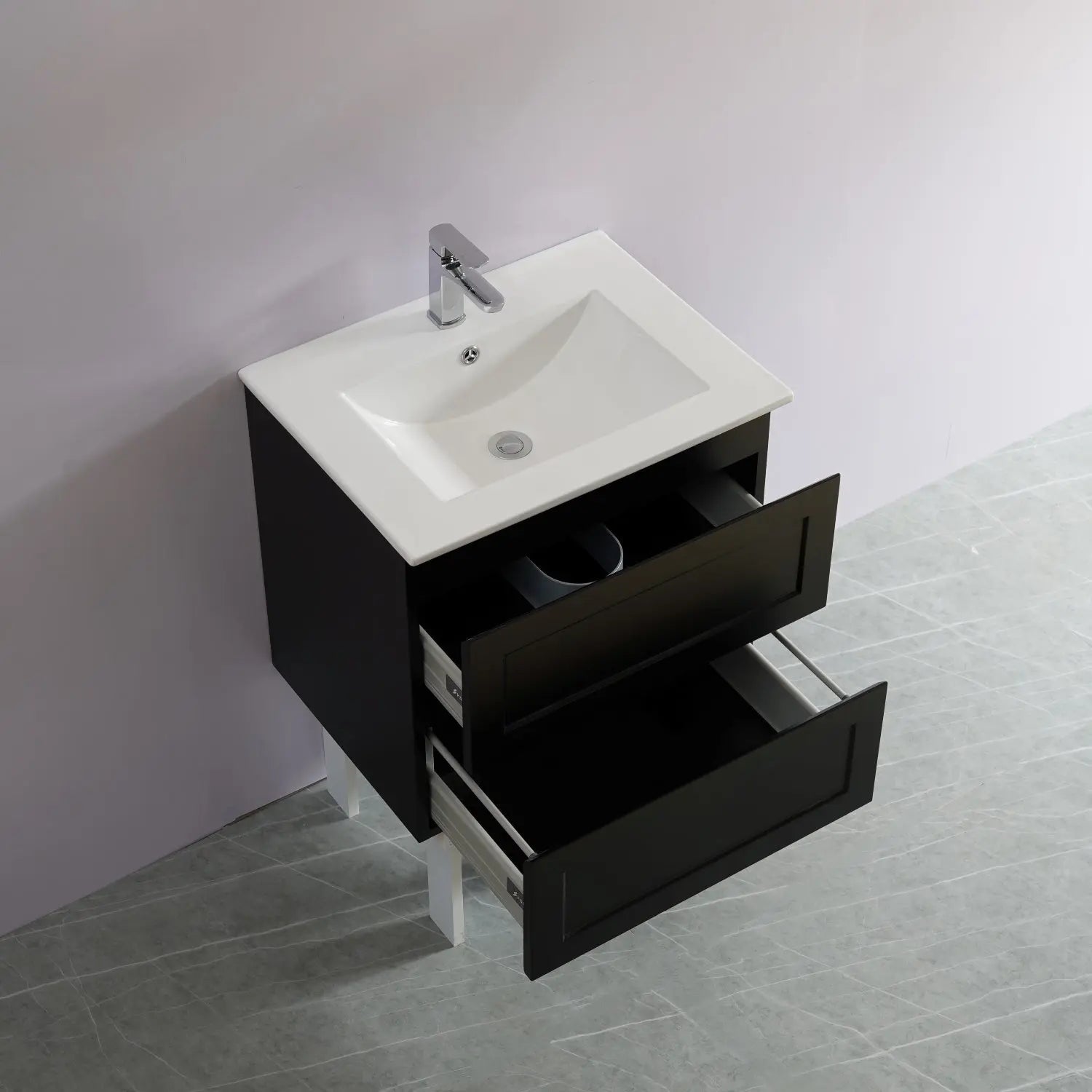Fremantle PVC Wall Hung Cabinet Vanity 600mm (Matte Black) Poseidon
