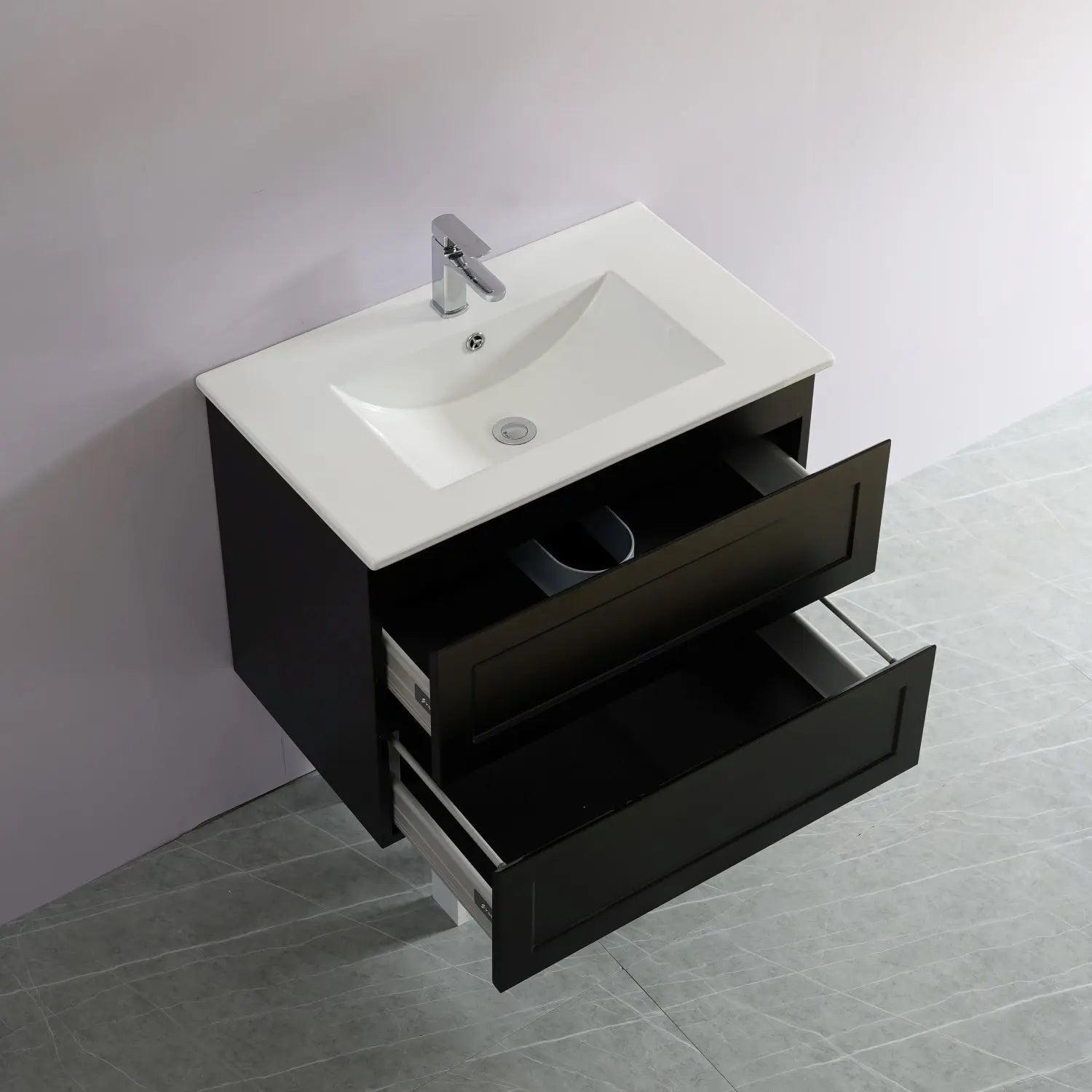 Fremantle PVC Wall Hung Cabinet Vanity 750mm (Matte Black) Poseidon