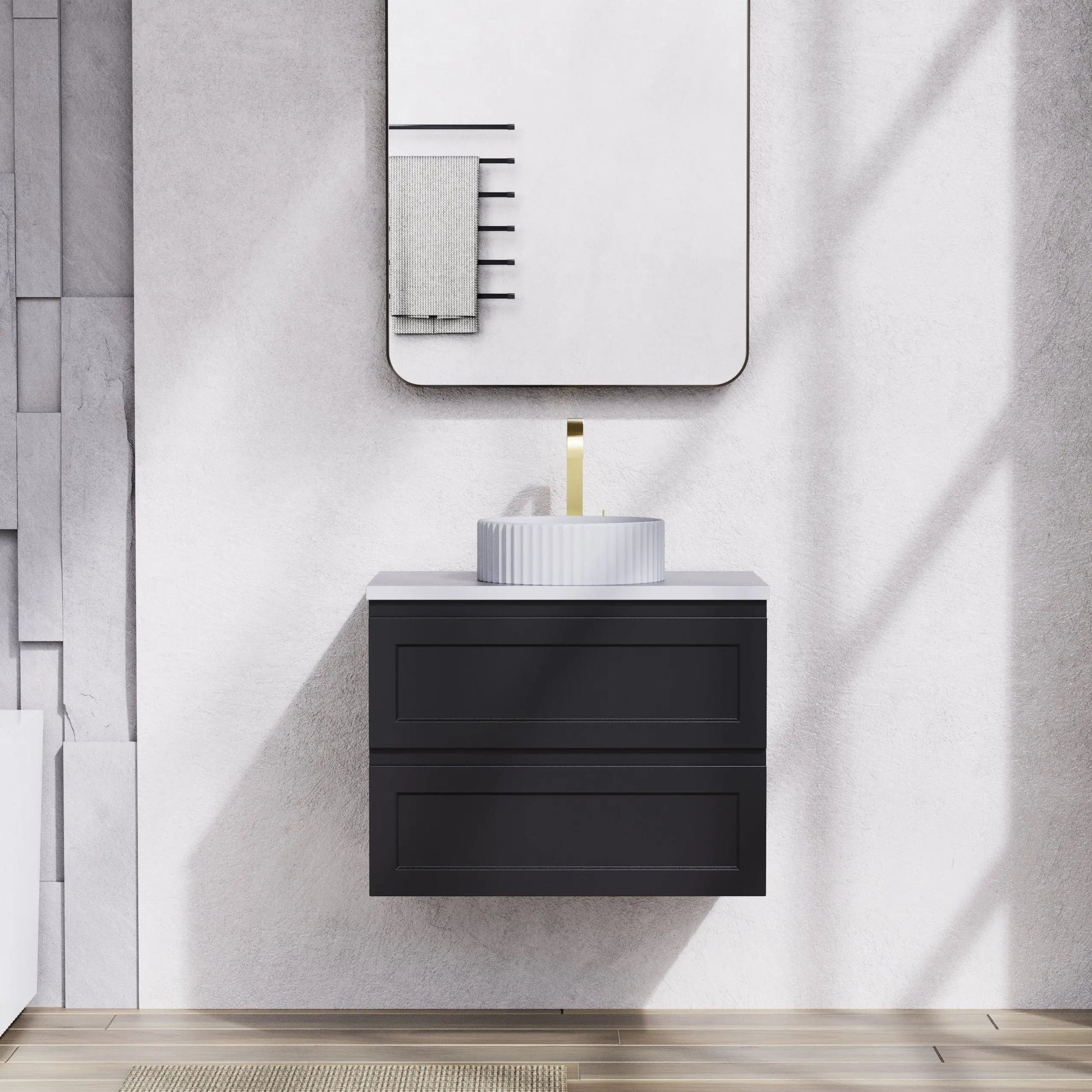Fremantle PVC Wall Hung Cabinet Vanity 750mm (Matte Black) Poseidon