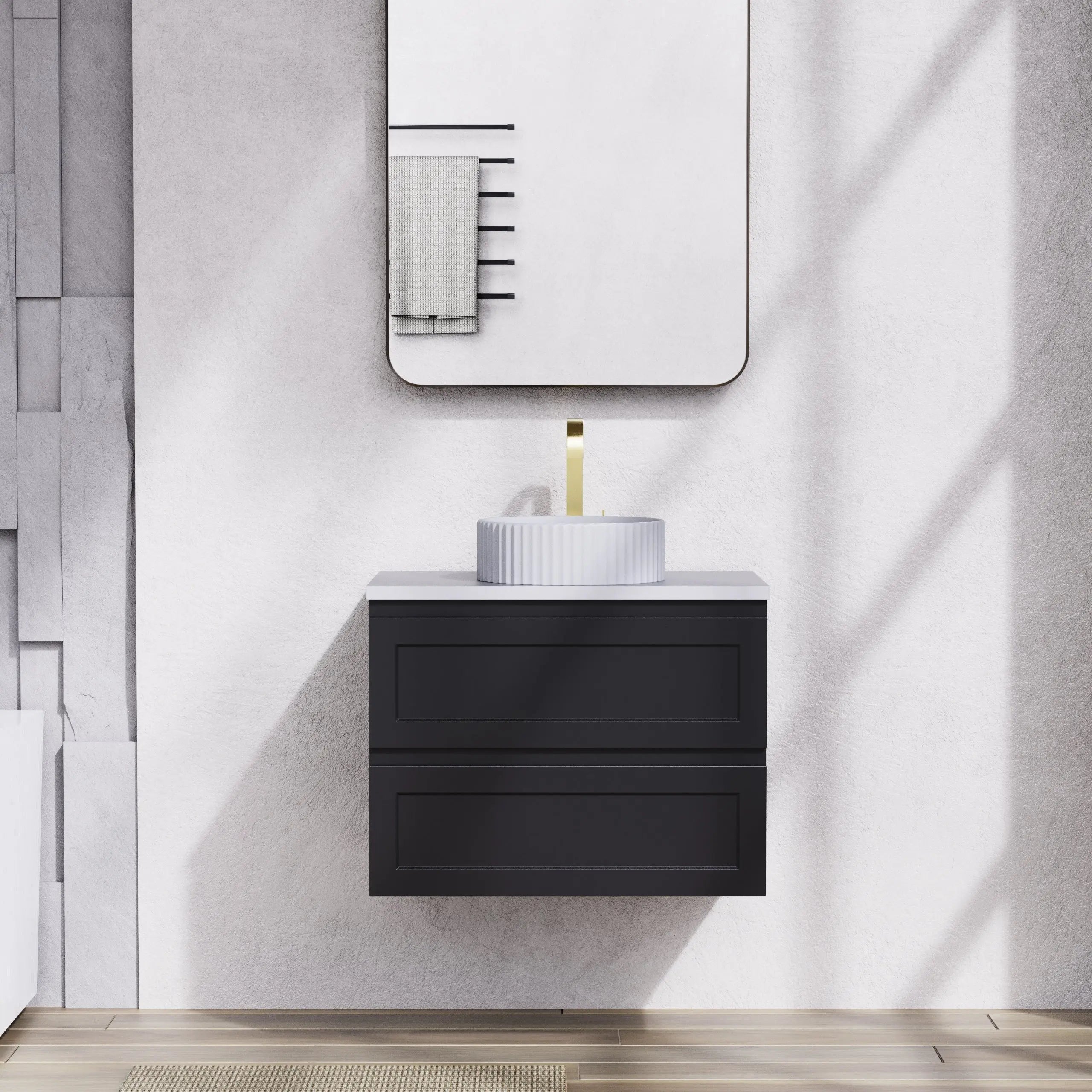 Fremantle PVC Wall Hung Cabinet Vanity 750mm (Matte Black) Poseidon