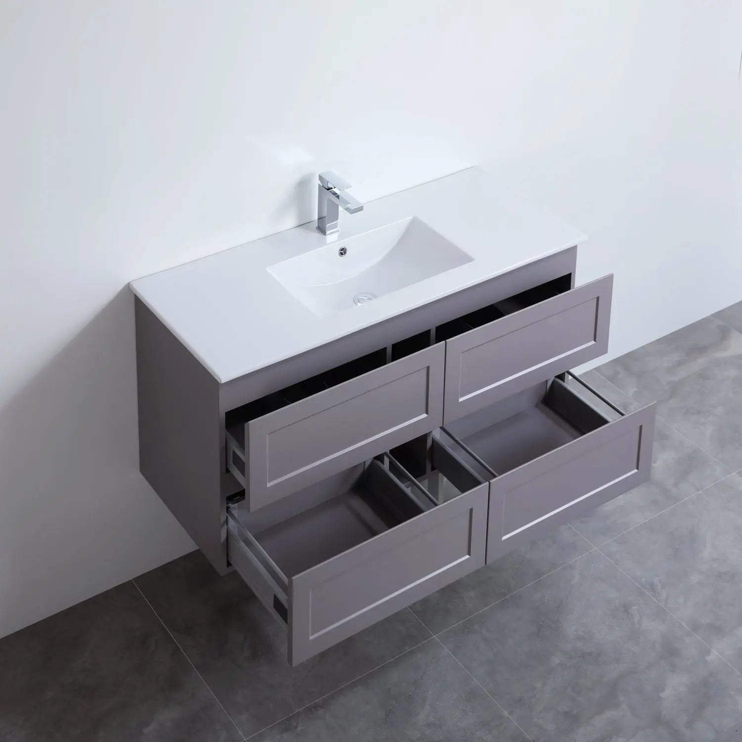 Fremantle PVC Wall Hung Cabinet Vanity 1200mm (Matte Grey) (Single Bowl/Double Bowl) - Clearance Poseidon