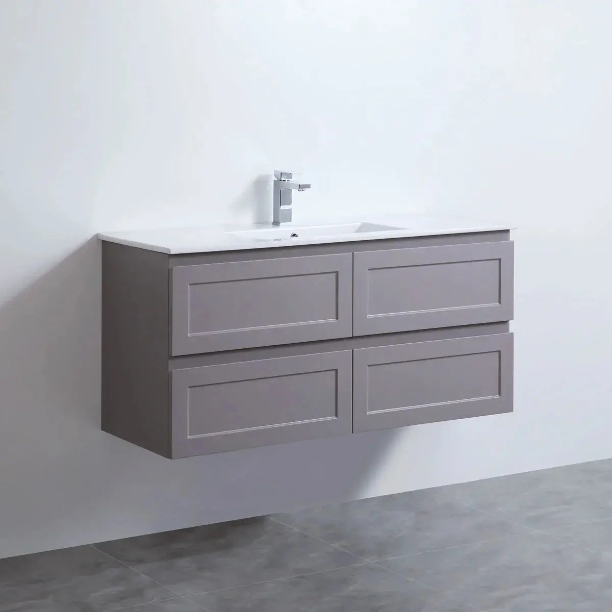 Fremantle PVC Wall Hung Cabinet Vanity 1200mm (Matte Grey) (Single Bowl/Double Bowl) - Clearance Poseidon