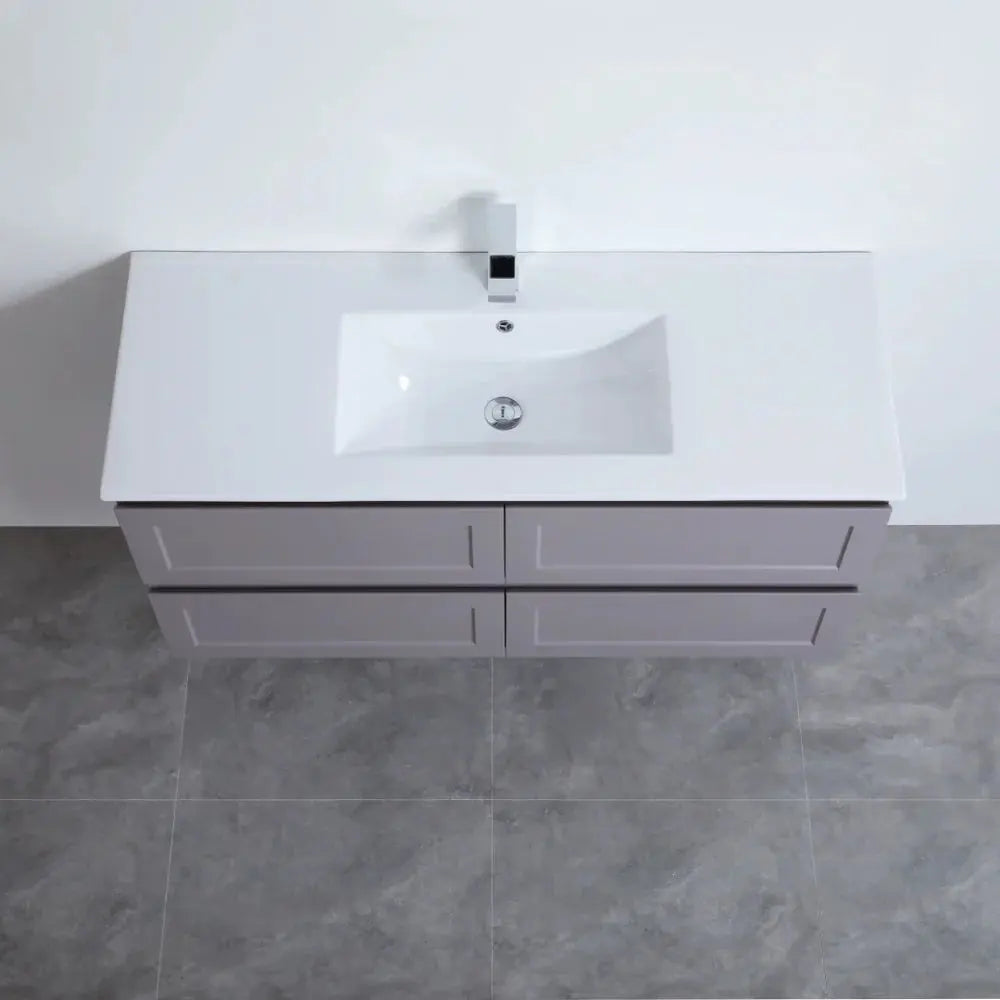 Fremantle PVC Wall Hung Cabinet Vanity 1200mm (Matte Grey) (Single Bowl/Double Bowl) - Clearance Poseidon