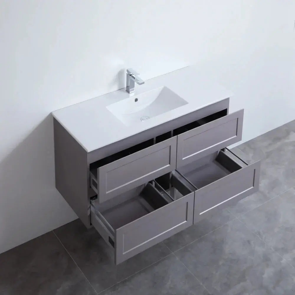 Fremantle PVC Wall Hung Cabinet Vanity 1200mm (Matte Grey) (Single Bowl/Double Bowl) - Clearance Poseidon