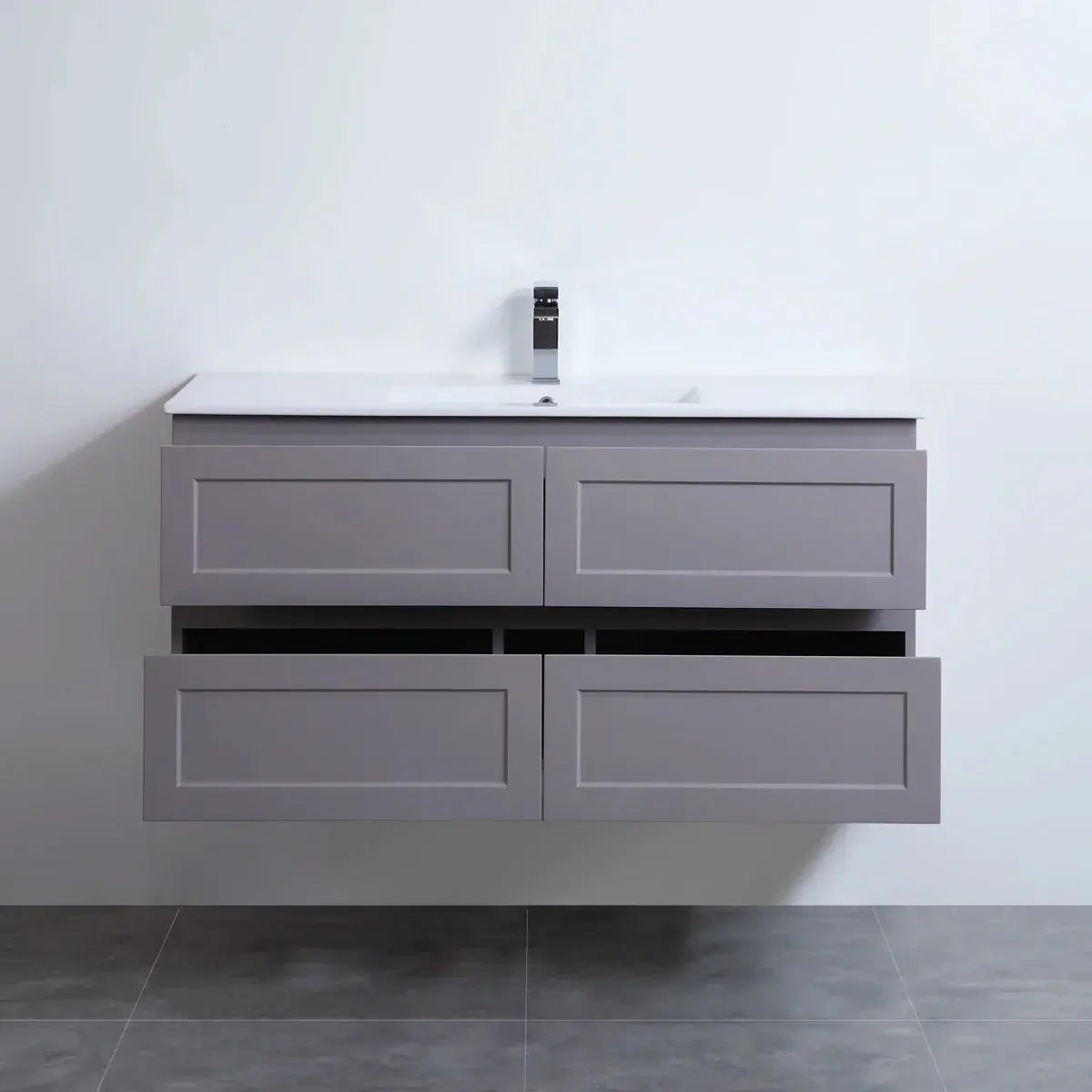 Fremantle PVC Wall Hung Cabinet Vanity 1200mm (Matte Grey) (Single Bowl/Double Bowl) - Clearance Poseidon