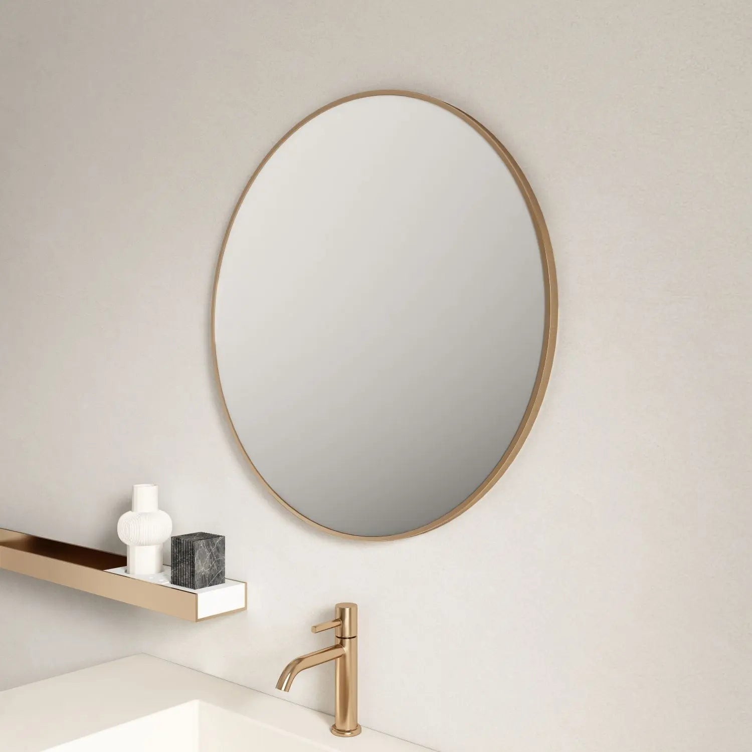 Aluminum Framed 750mm Round Mirror - Brushed Gold mercioaustralia