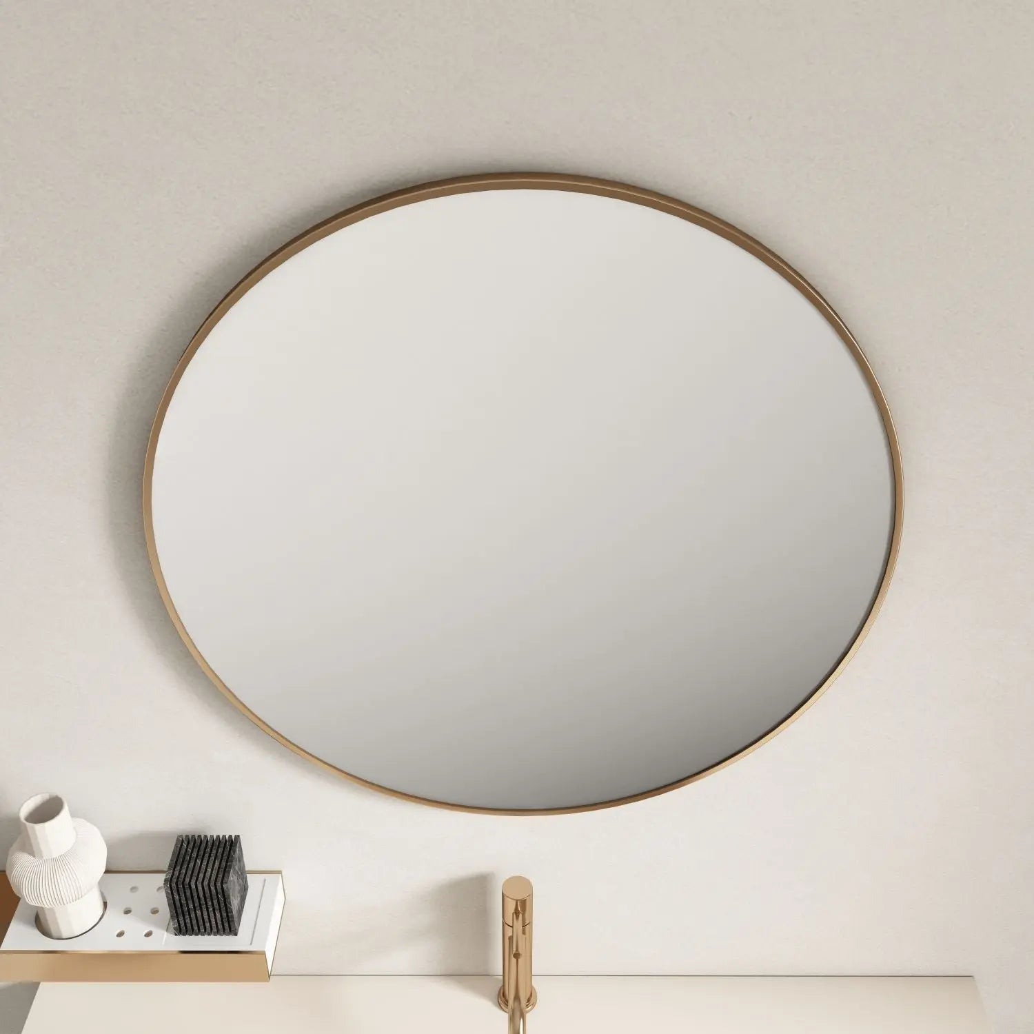 Aluminum Framed 750mm Round Mirror - Brushed Gold mercioaustralia