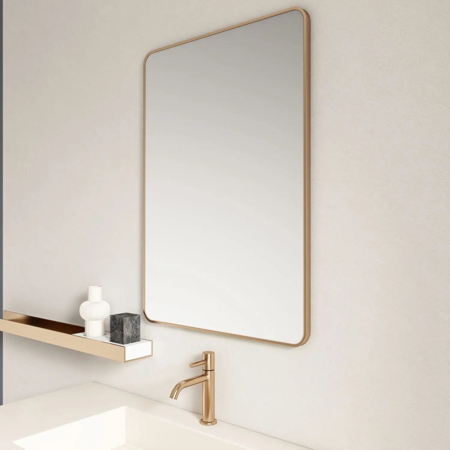 Aluminum Framed 900mm Rectangular Mirror - Brushed Gold mercioaustralia