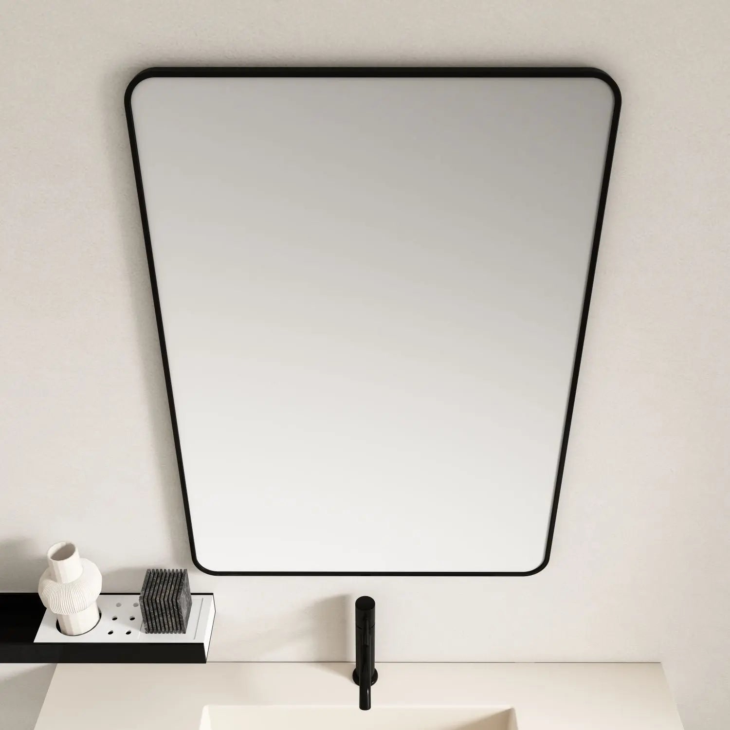 Aluminum Framed 600mm Rectangular Mirror -Matt Black mercioaustralia