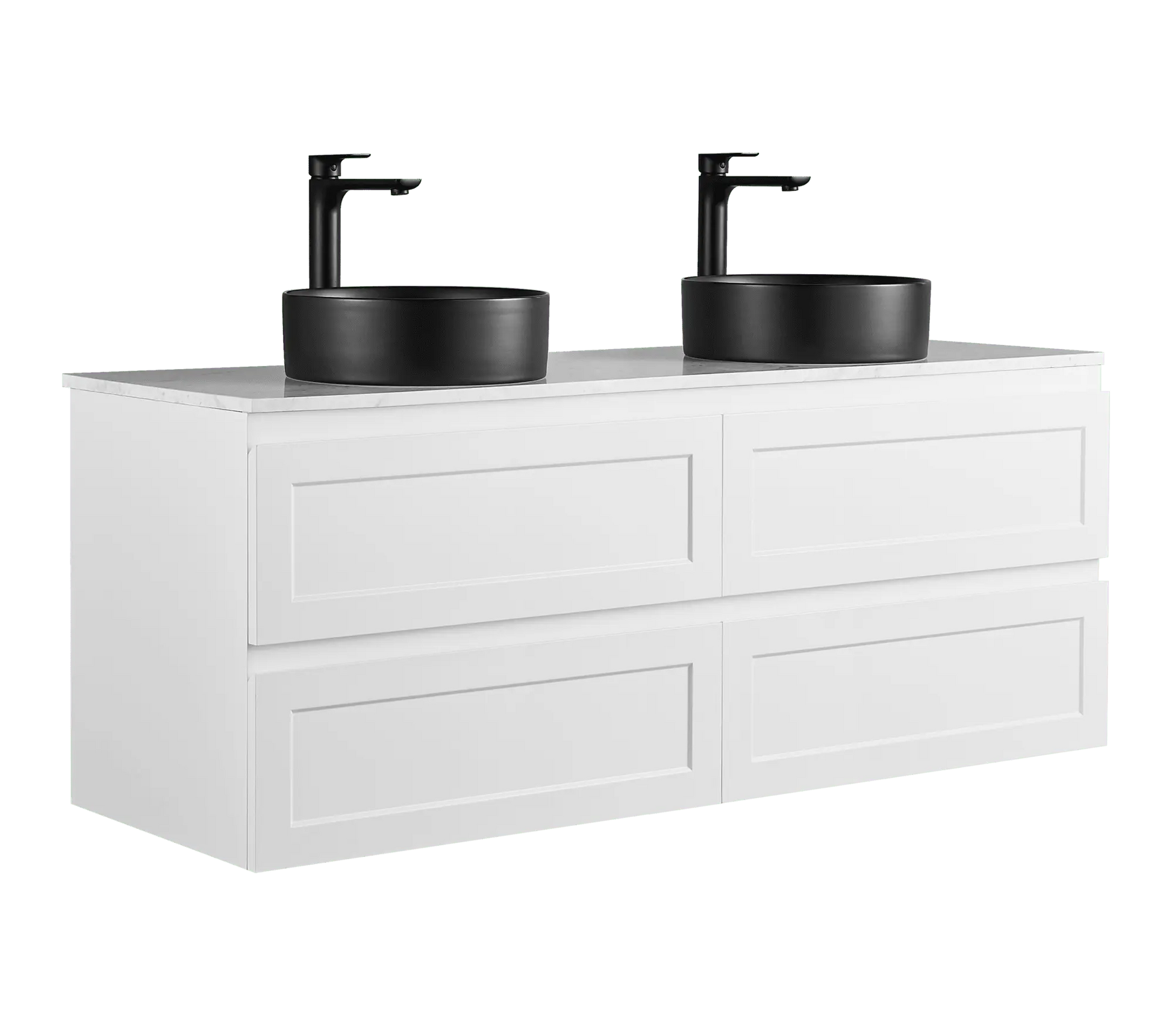 Fremantle PVC Wall Hung Cabinet Vanity 1500mm (Matte White) (Single/Double Bowl) Poseidon