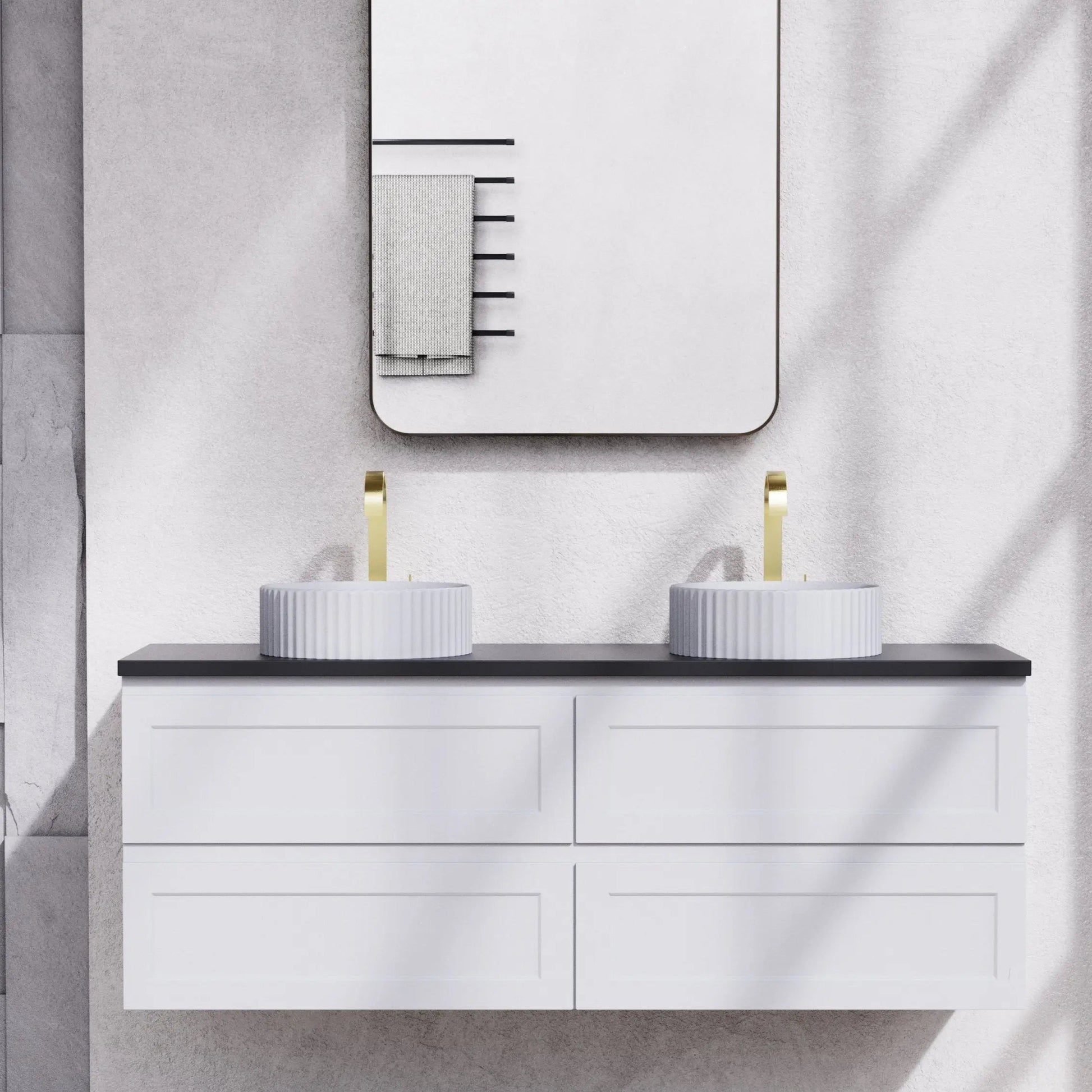 Fremantle PVC Wall Hung Cabinet Vanity 1500mm (Matte White) (Single/Double Bowl) Poseidon
