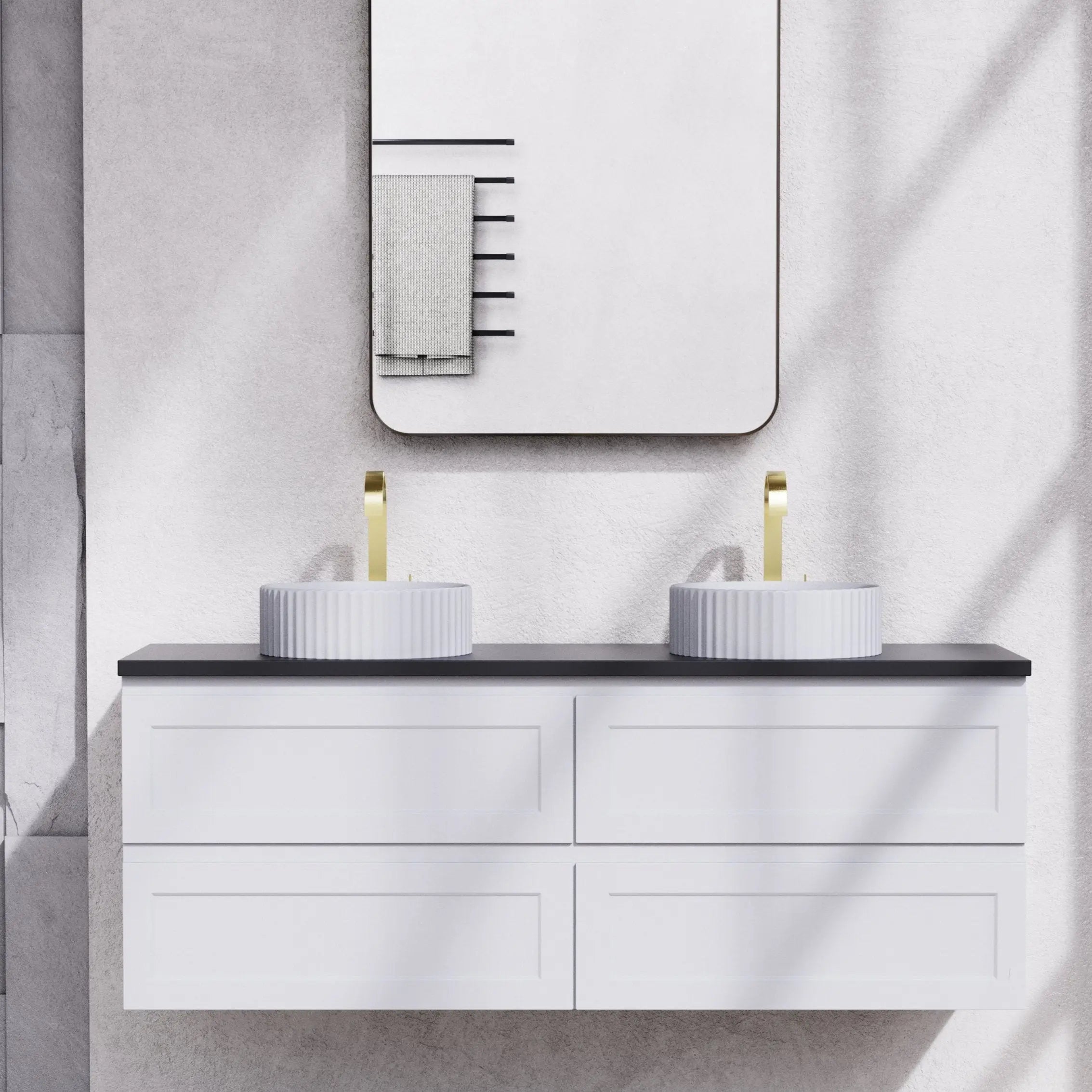 Fremantle PVC Wall Hung Cabinet Vanity 1500mm (Matte White) (Single/Double Bowl) Poseidon
