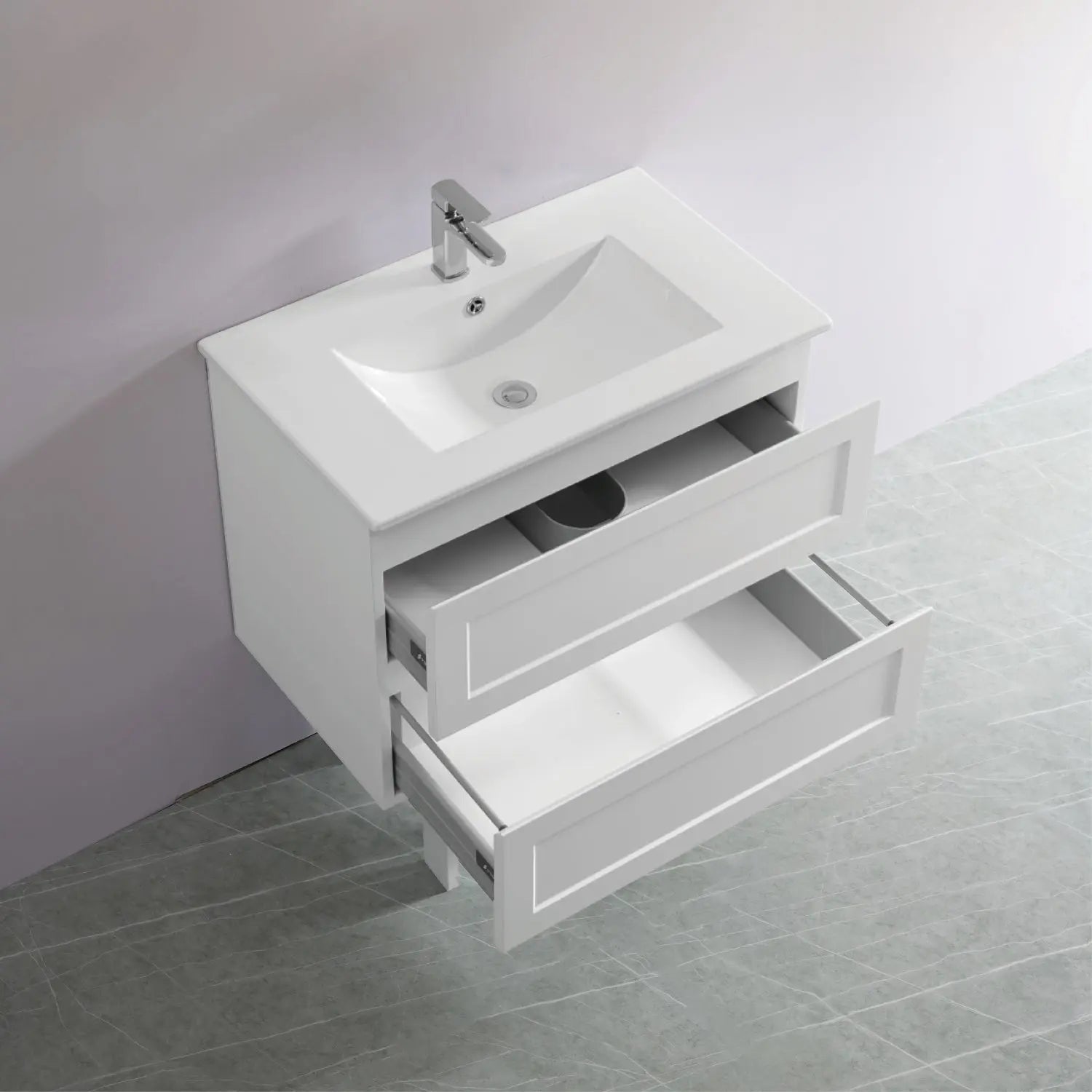 Fremantle PVC Wall Hung Cabinet Vanity 750mm (Matte White) Poseidon