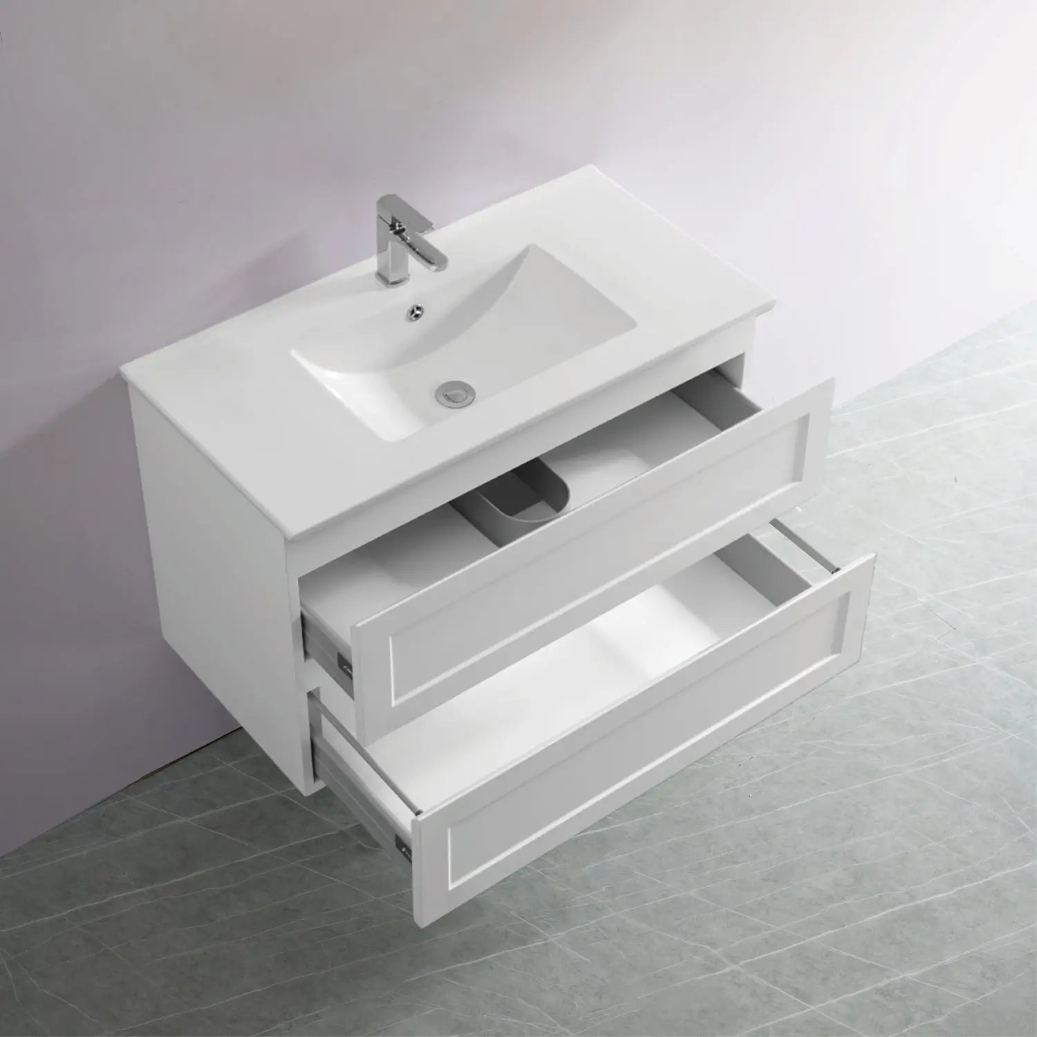 Fremantle PVC Wall Hung Cabinet Vanity 900mm (Matte White) Poseidon