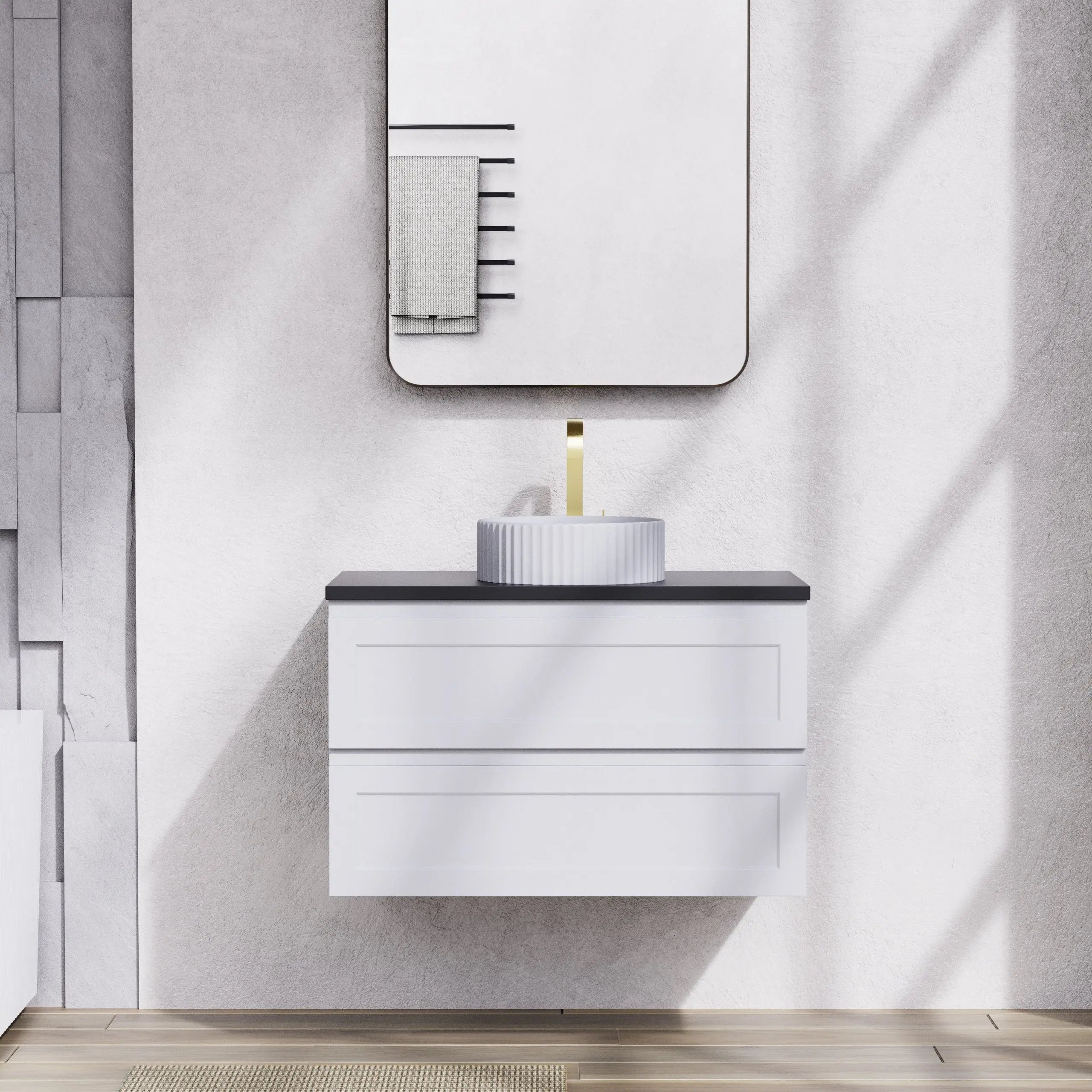 Fremantle PVC Wall Hung Cabinet Vanity 900mm (Matte White) Poseidon